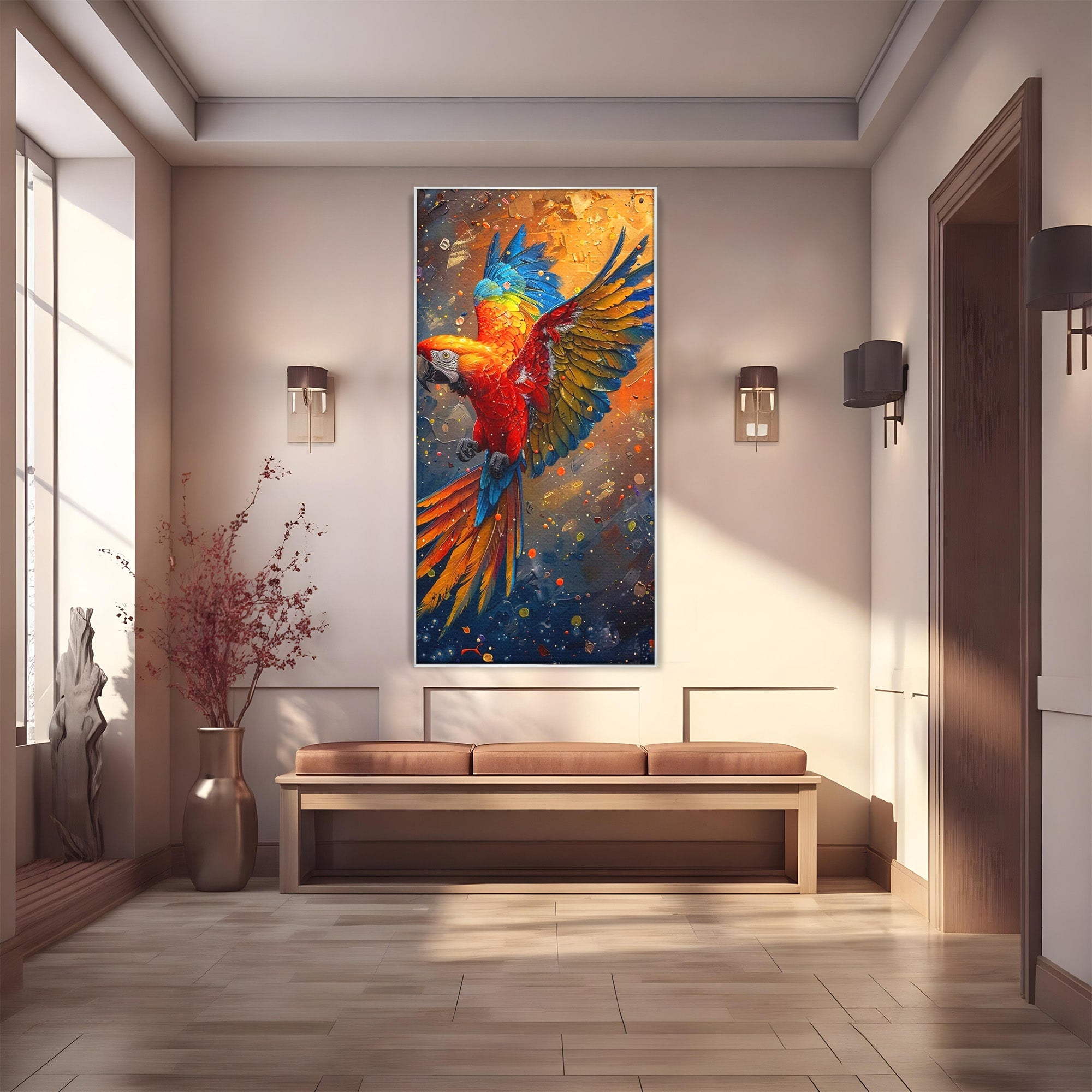 Tablou Canvas Premium LuxCanva® PI1020, Papagal Exotic, Papagal, Exotic, Natura, Living, Colorat, Culori Vibrante