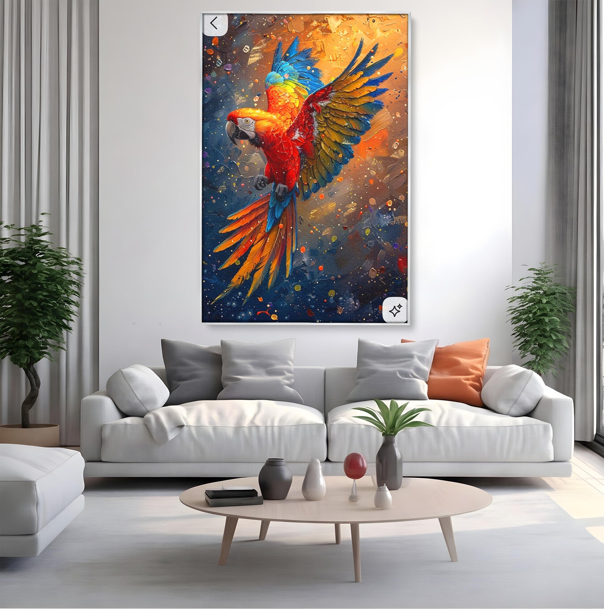 Tablou Canvas Premium LuxCanva® PI1020, Papagal Exotic, Papagal, Exotic, Natura, Living, Colorat, Culori Vibrante