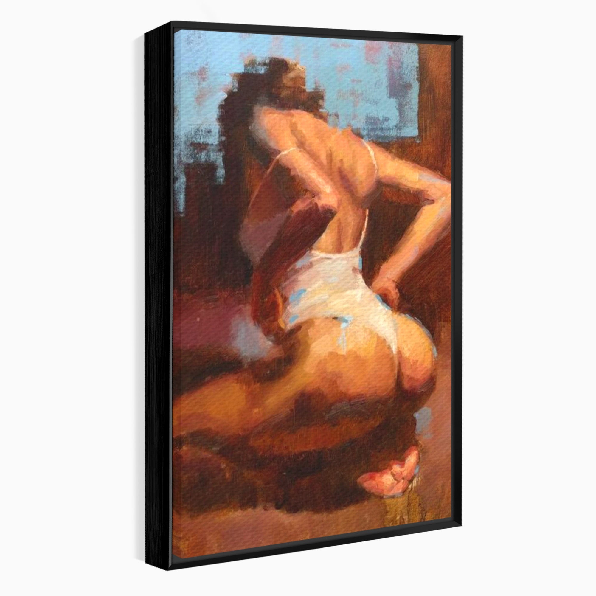 Tablou Canvas Premium LuxCanva® PI1021, Silueta Conturata, Silueta, Arta, Femeie, Intim, Dormitor, Culori Vibrante