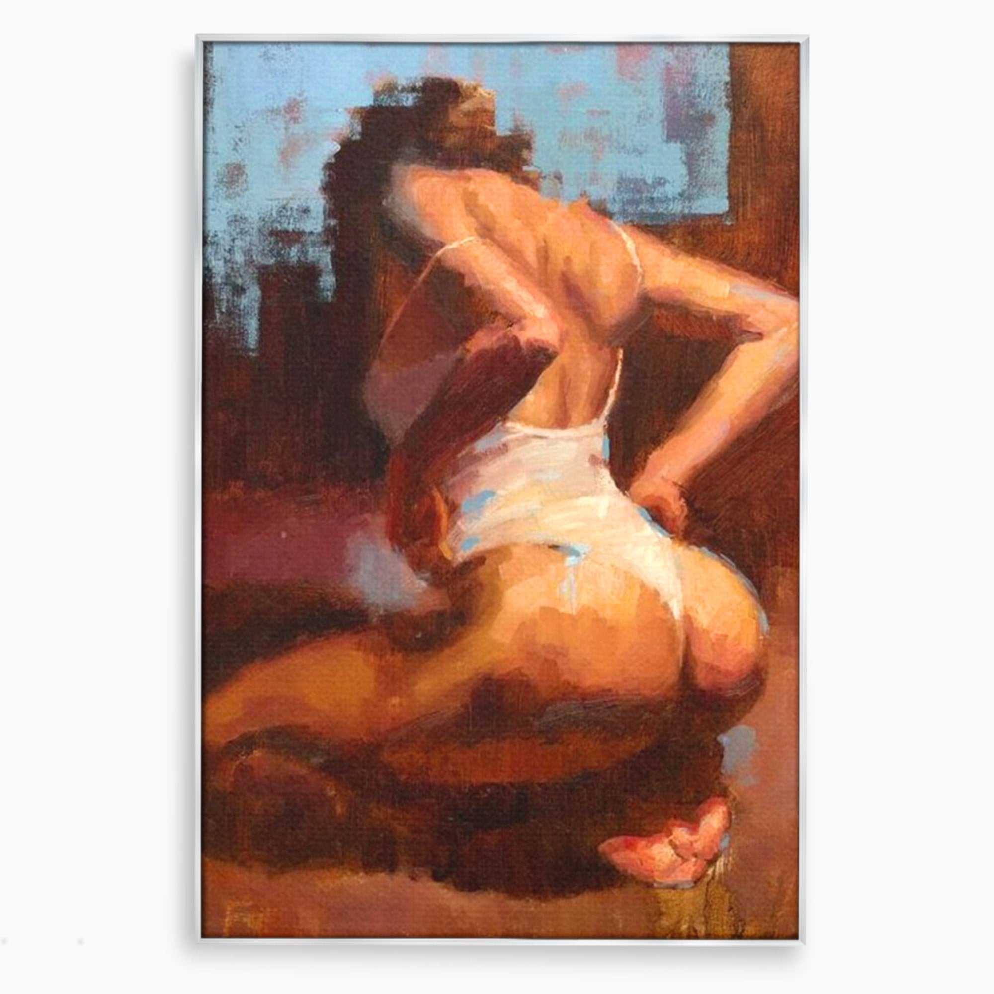 Tablou Canvas Premium LuxCanva® PI1021, Silueta Conturata, Silueta, Arta, Femeie, Intim, Dormitor, Culori Vibrante