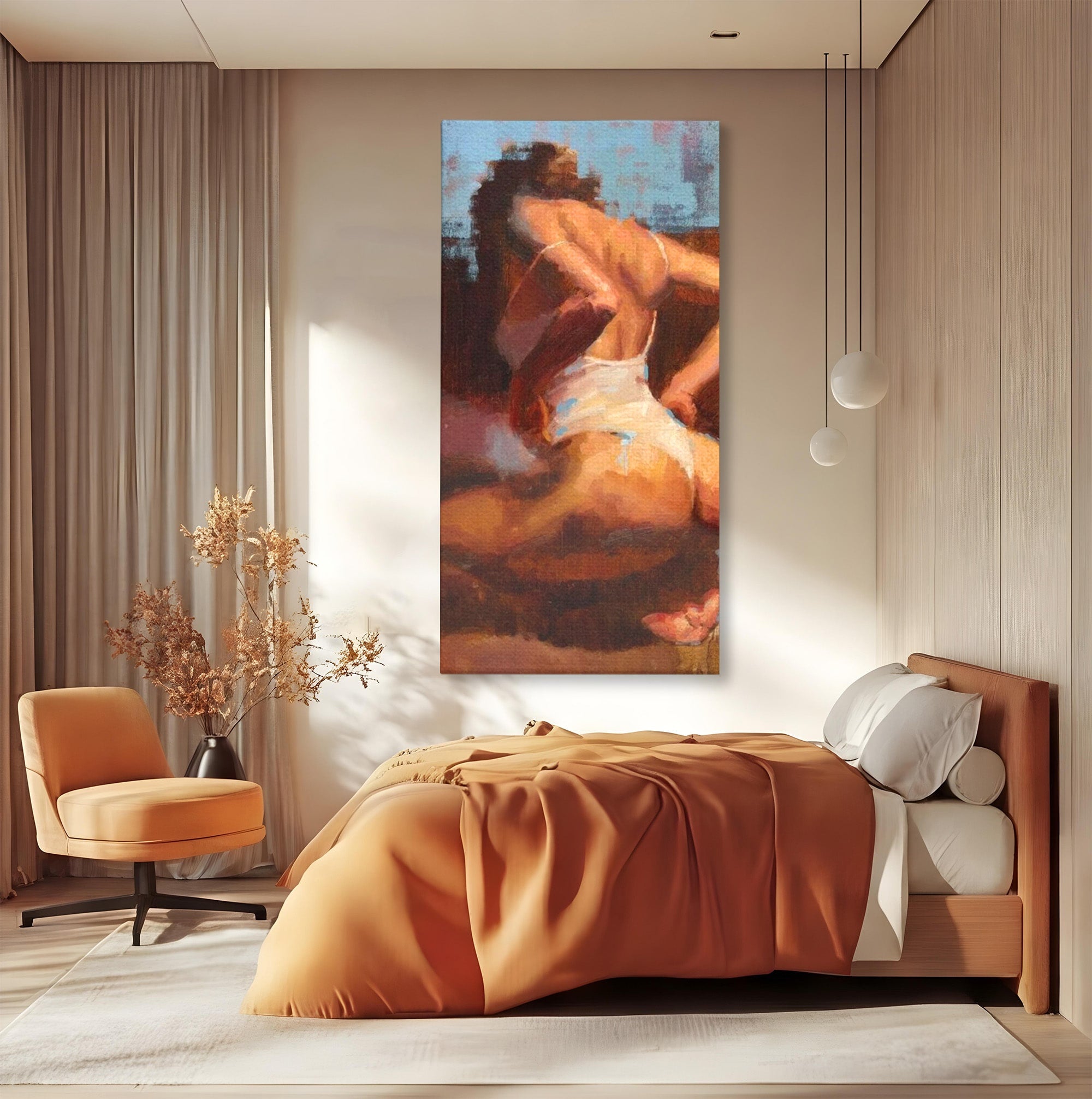 Tablou Canvas Premium LuxCanva® PI1021, Silueta Conturata, Silueta, Arta, Femeie, Intim, Dormitor, Culori Vibrante