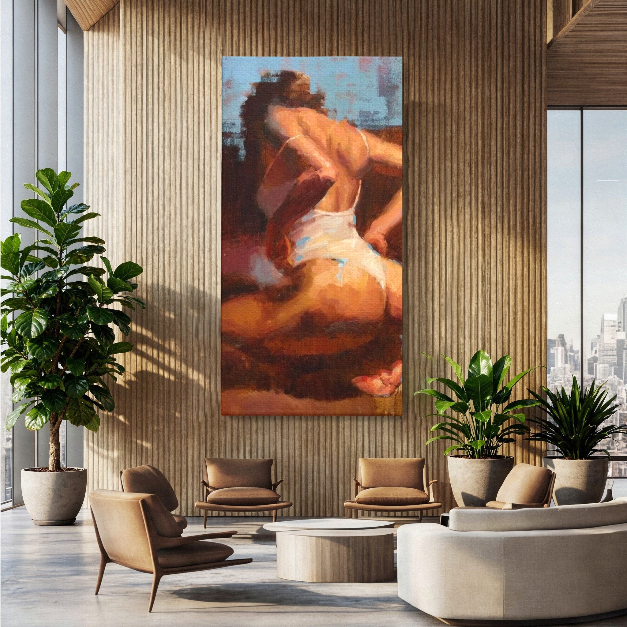 Tablou Canvas Premium LuxCanva® PI1021, Silueta Conturata, Silueta, Arta, Femeie, Intim, Dormitor, Culori Vibrante