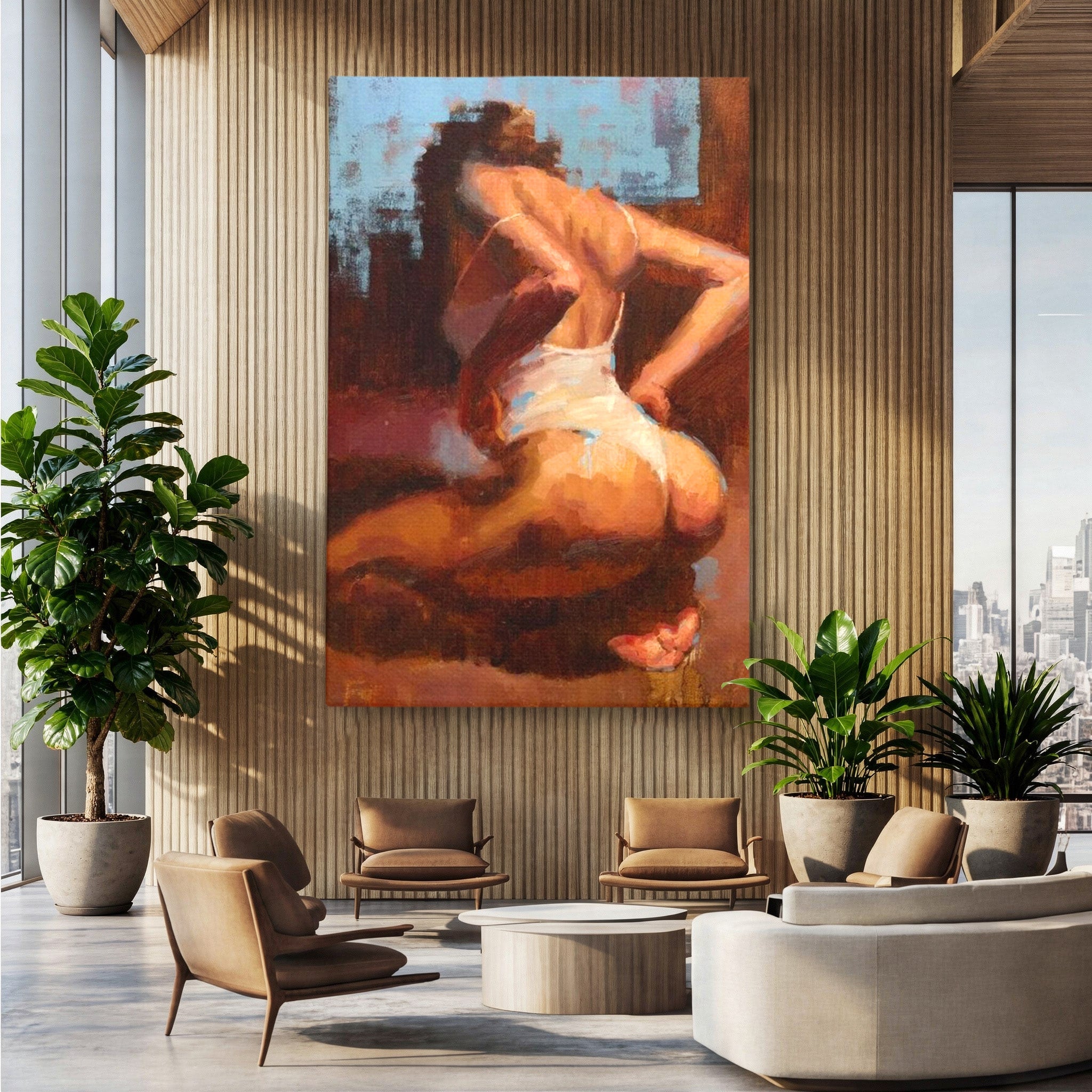 Tablou Canvas Premium LuxCanva® PI1021, Silueta Conturata, Silueta, Arta, Femeie, Intim, Dormitor, Culori Vibrante