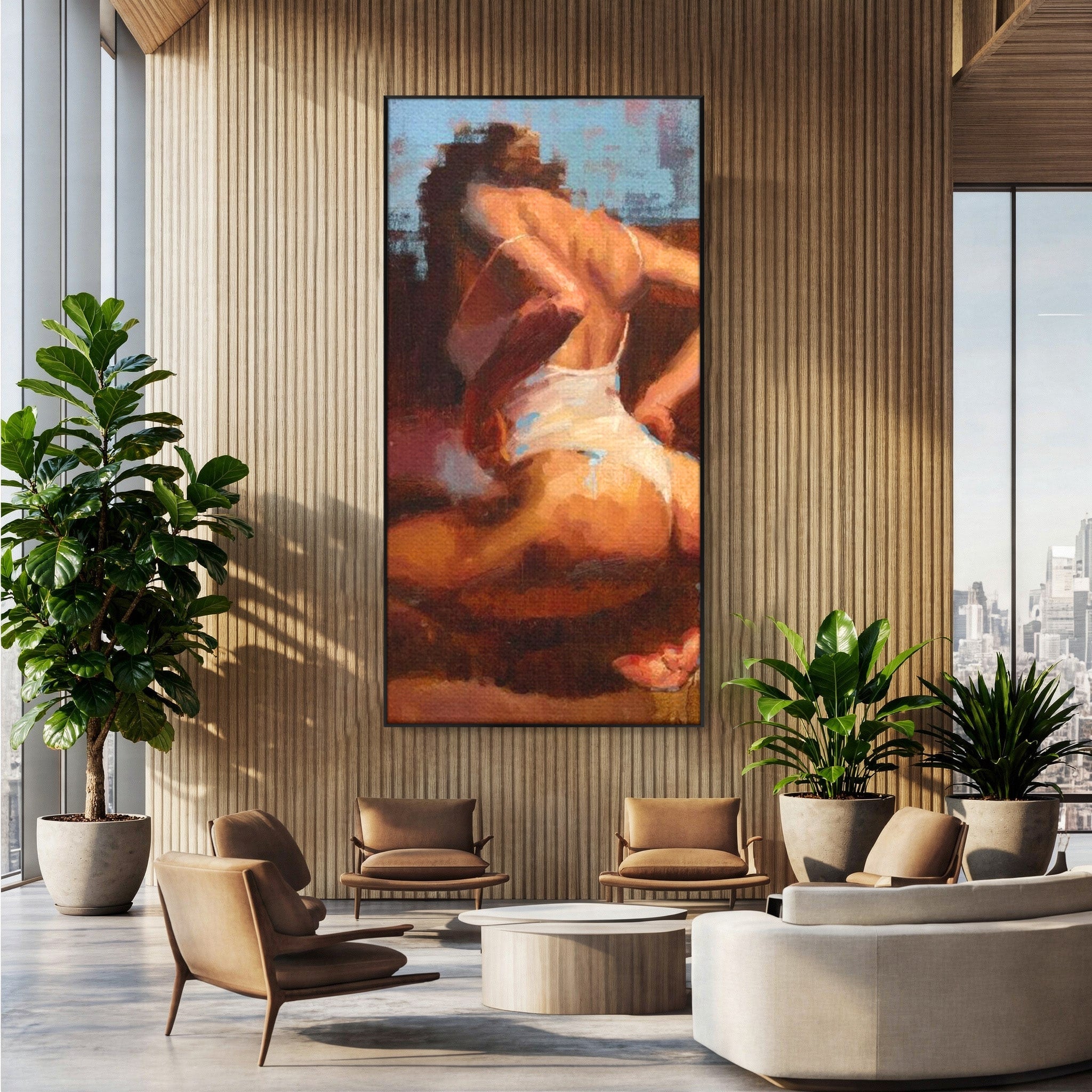 Tablou Canvas Premium LuxCanva® PI1021, Silueta Conturata, Silueta, Arta, Femeie, Intim, Dormitor, Culori Vibrante