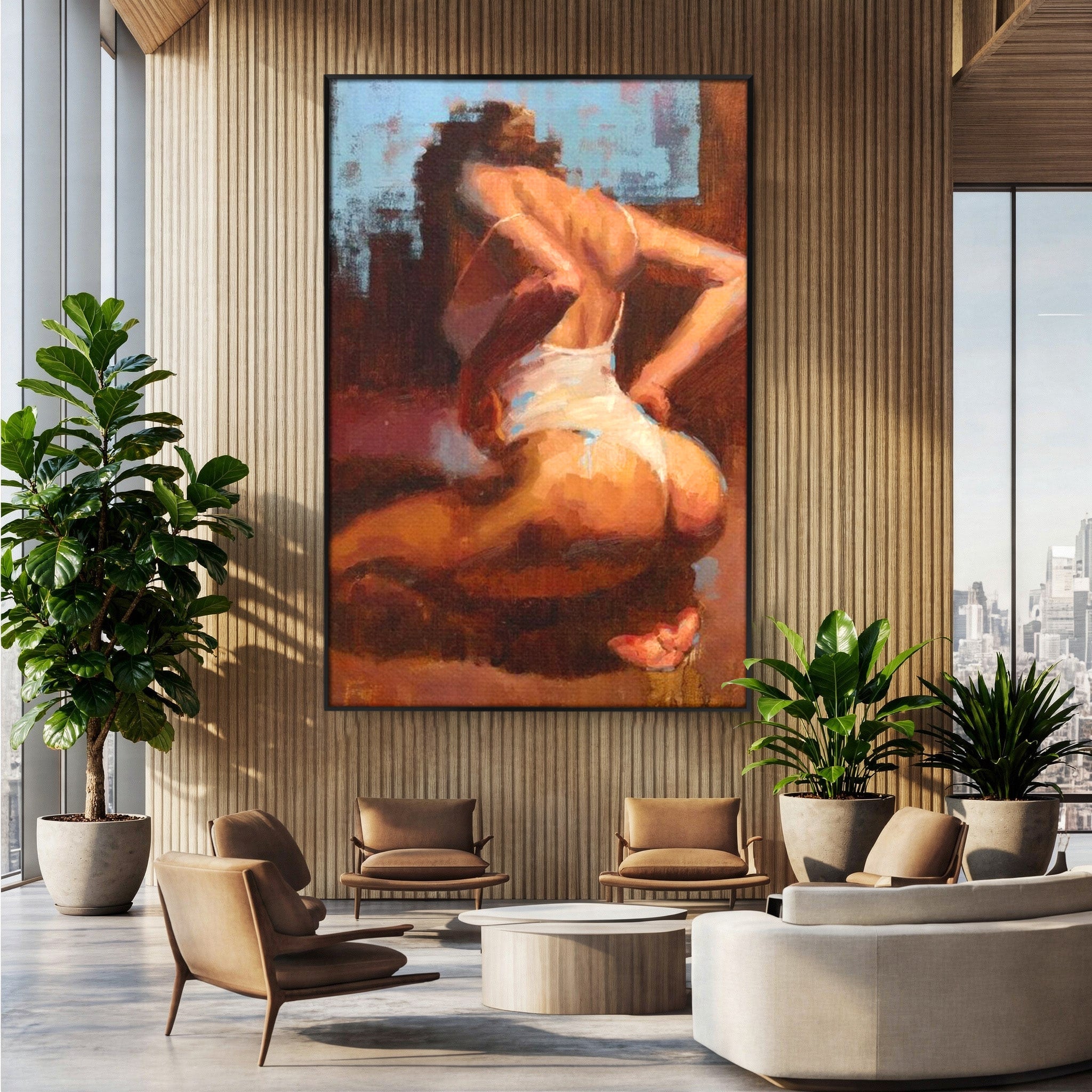 Tablou Canvas Premium LuxCanva® PI1021, Silueta Conturata, Silueta, Arta, Femeie, Intim, Dormitor, Culori Vibrante