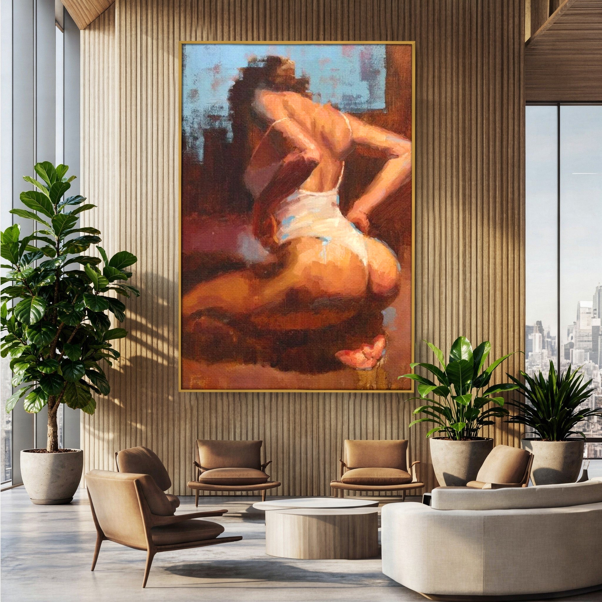 Tablou Canvas Premium LuxCanva® PI1021, Silueta Conturata, Silueta, Arta, Femeie, Intim, Dormitor, Culori Vibrante