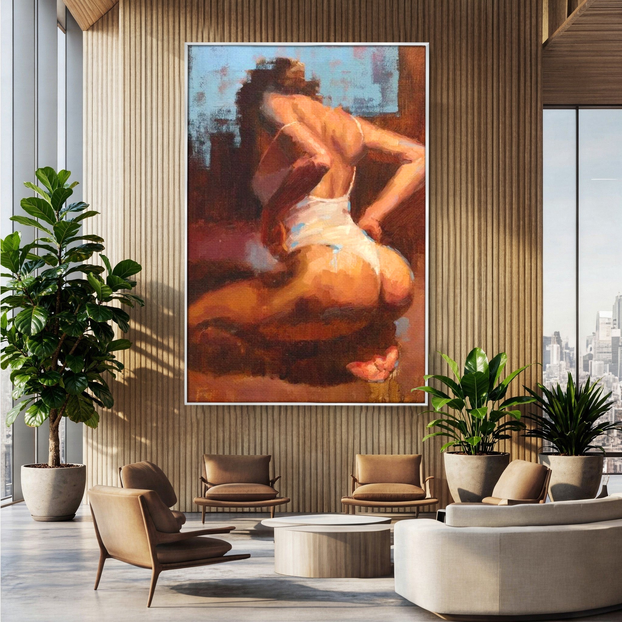 Tablou Canvas Premium LuxCanva® PI1021, Silueta Conturata, Silueta, Arta, Femeie, Intim, Dormitor, Culori Vibrante