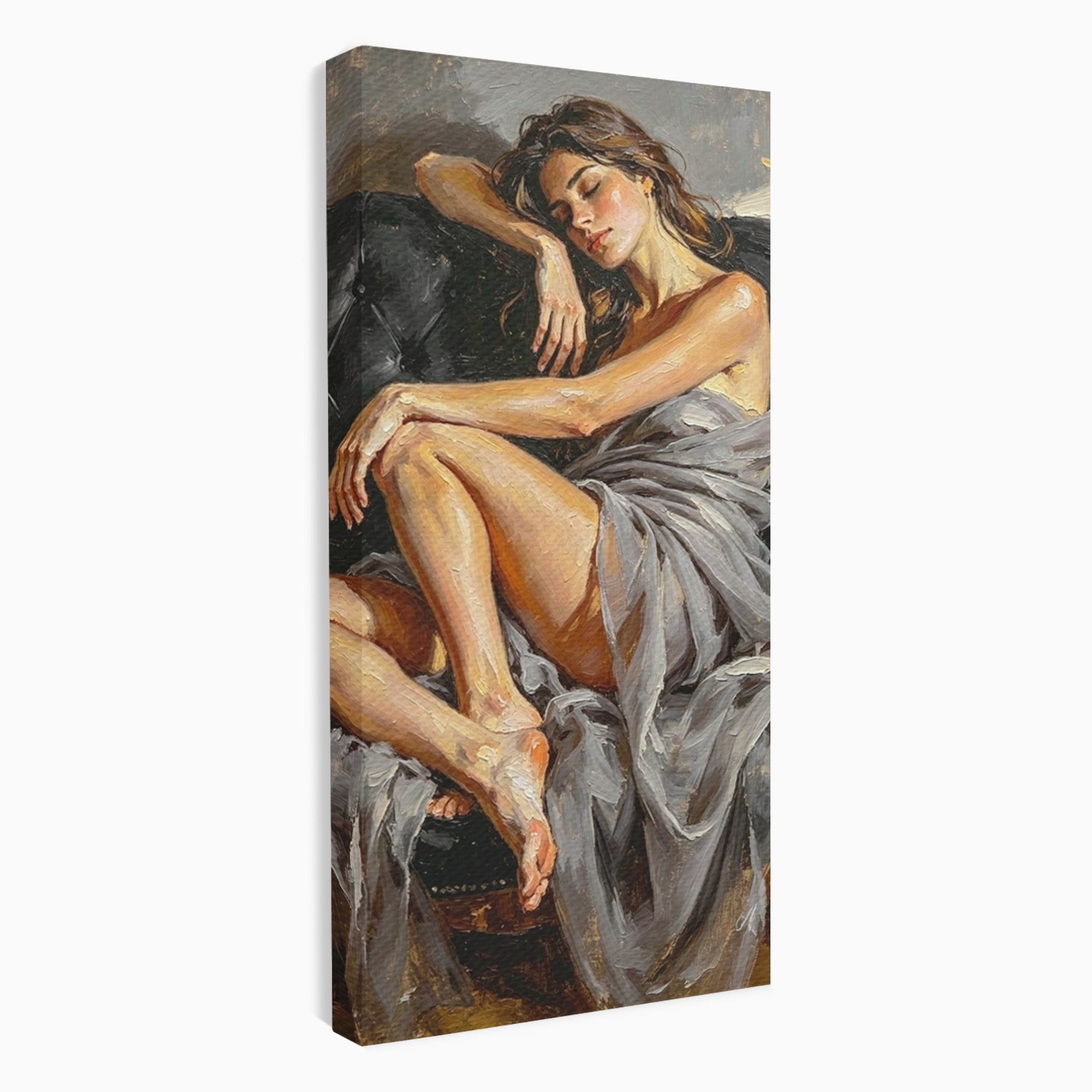 Tablou Canvas Premium LuxCanva® PI1022, Visare Pe Canapea, Femeie, Portret, Relaxare, Dormitor, Arta, Culori Vibrante