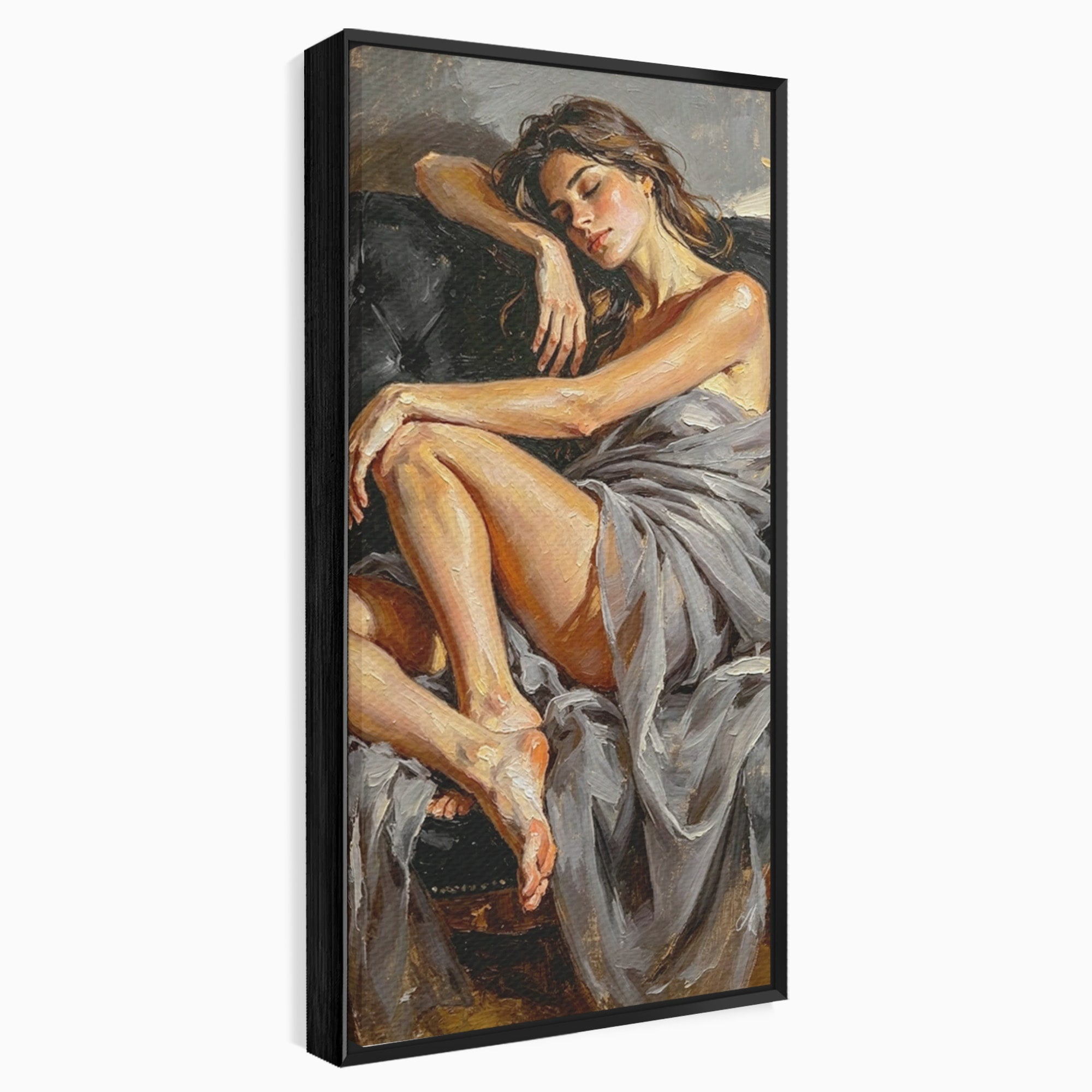 Tablou Canvas Premium LuxCanva® PI1022, Visare Pe Canapea, Femeie, Portret, Relaxare, Dormitor, Arta, Culori Vibrante