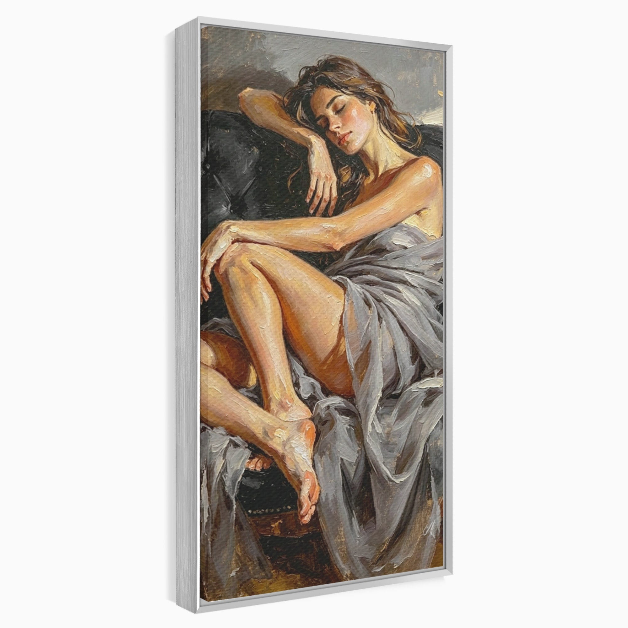 Tablou Canvas Premium LuxCanva® PI1022, Visare Pe Canapea, Femeie, Portret, Relaxare, Dormitor, Arta, Culori Vibrante