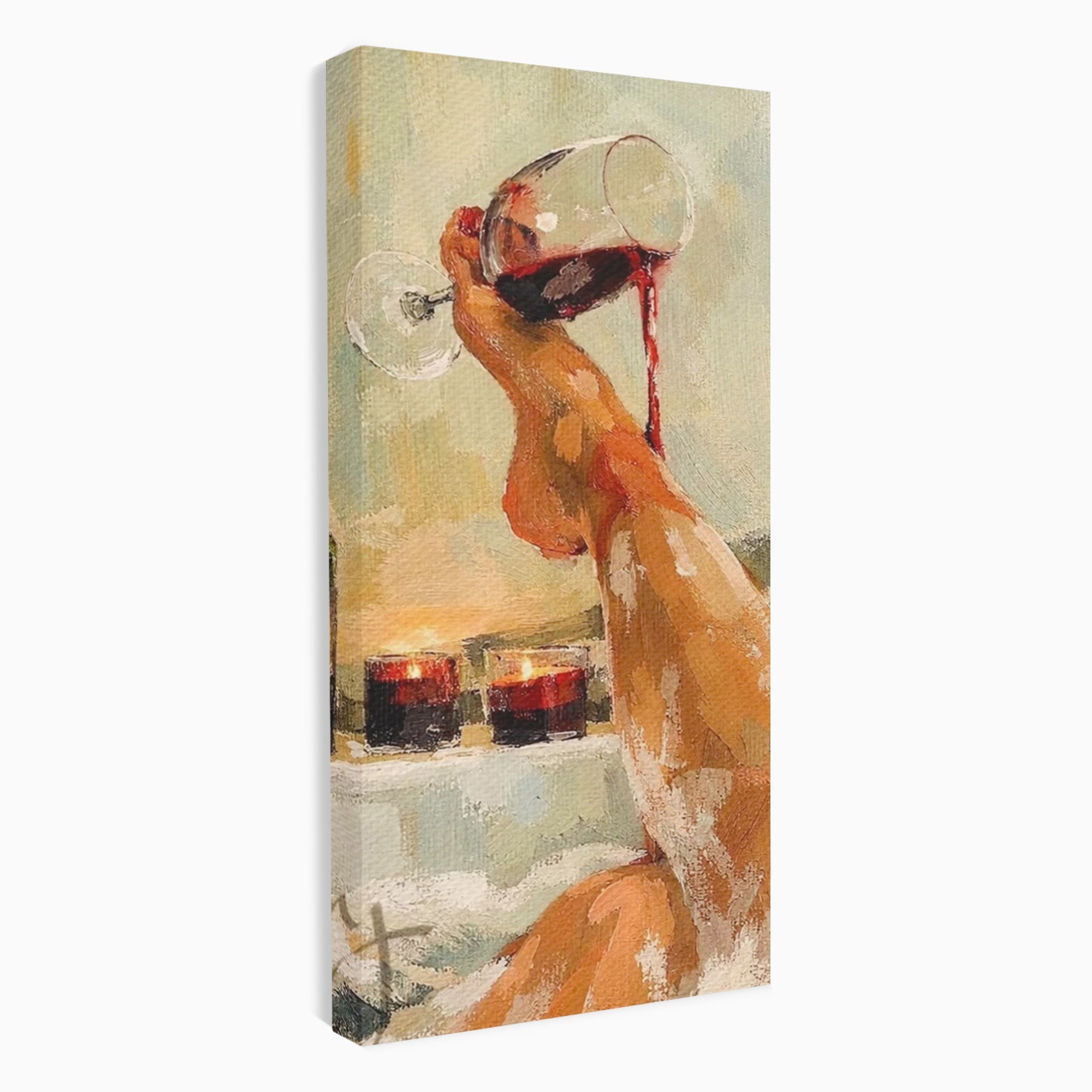 Tablou Canvas Premium LuxCanva® PI1023, Relaxare In Cada, Cada, Vin, Relaxare, Baie, Living, Culori Vibrante