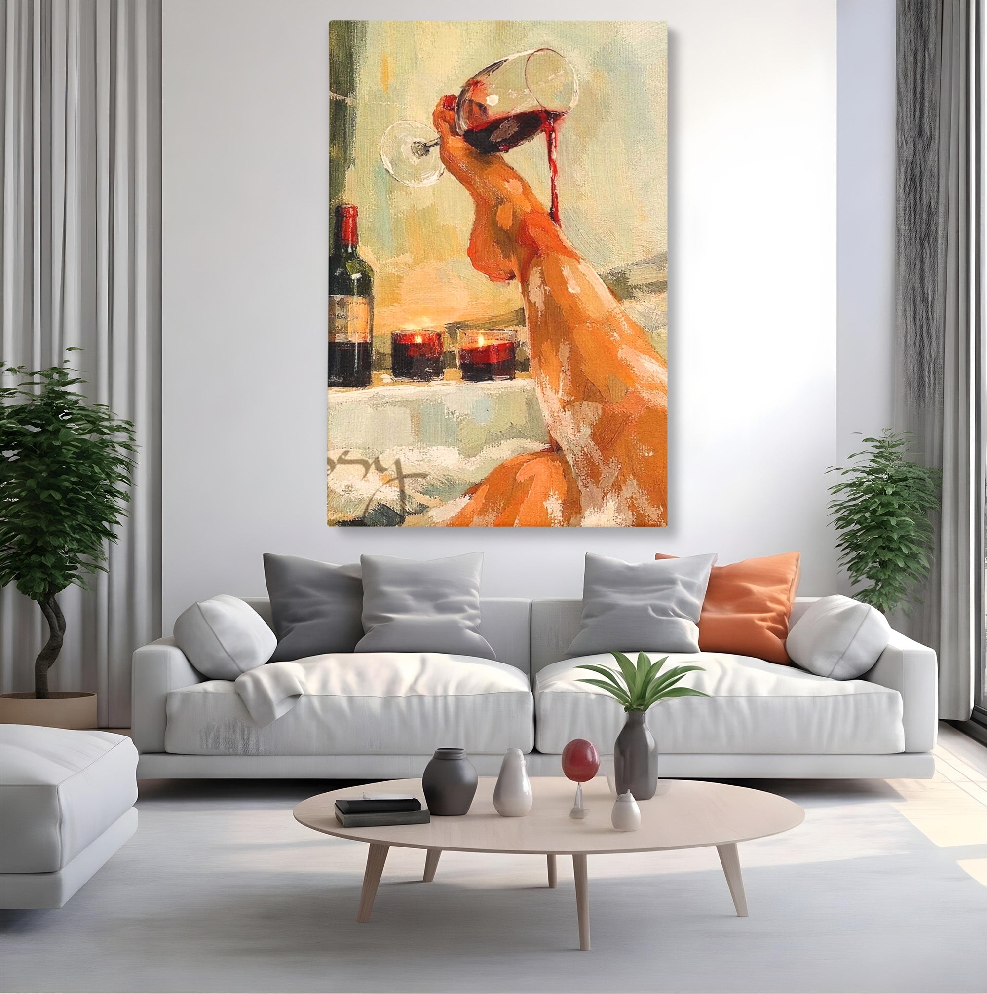 Tablou Canvas Premium LuxCanva® PI1023, Relaxare In Cada, Cada, Vin, Relaxare, Baie, Living, Culori Vibrante