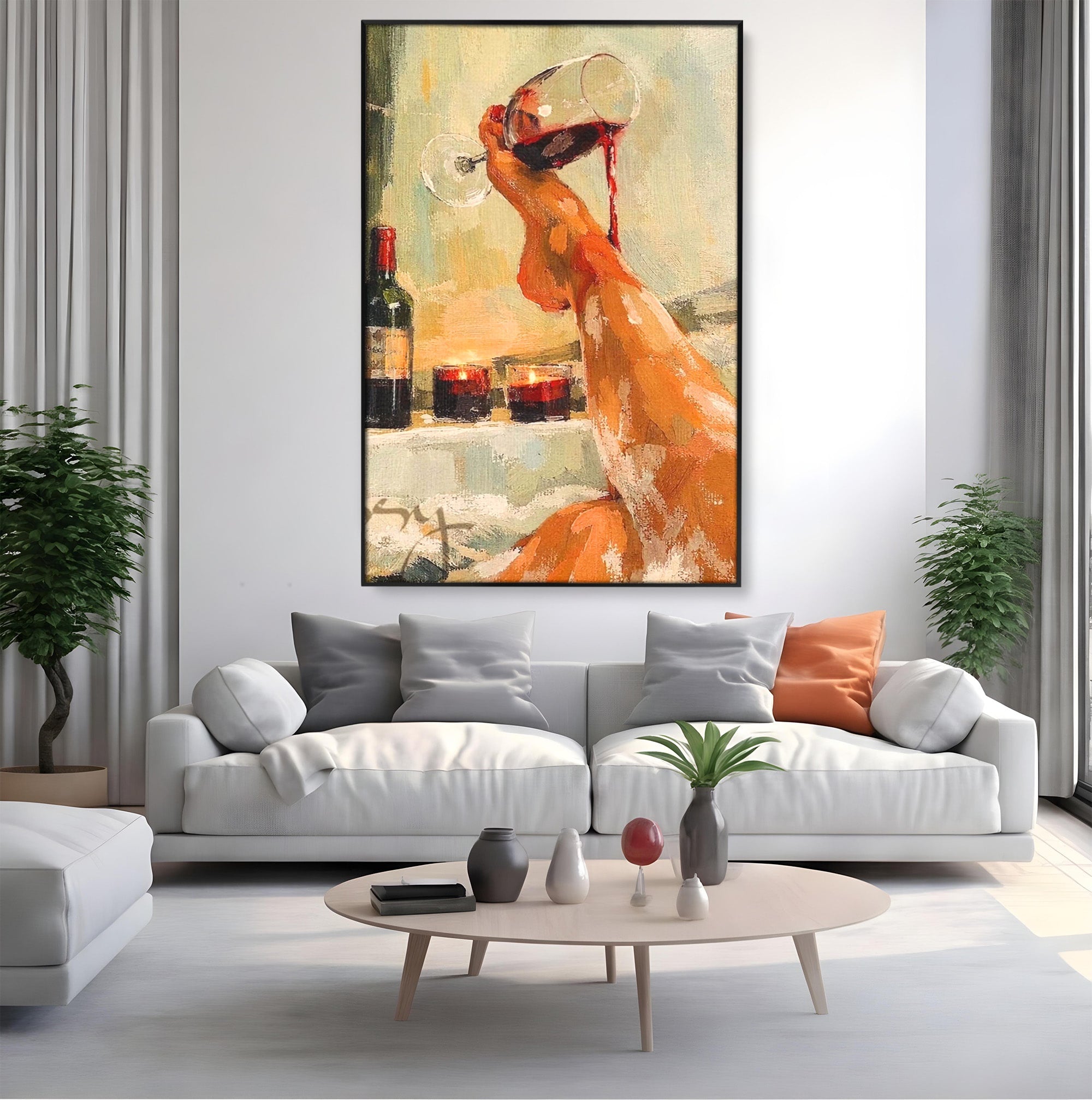 Tablou Canvas Premium LuxCanva® PI1023, Relaxare In Cada, Cada, Vin, Relaxare, Baie, Living, Culori Vibrante
