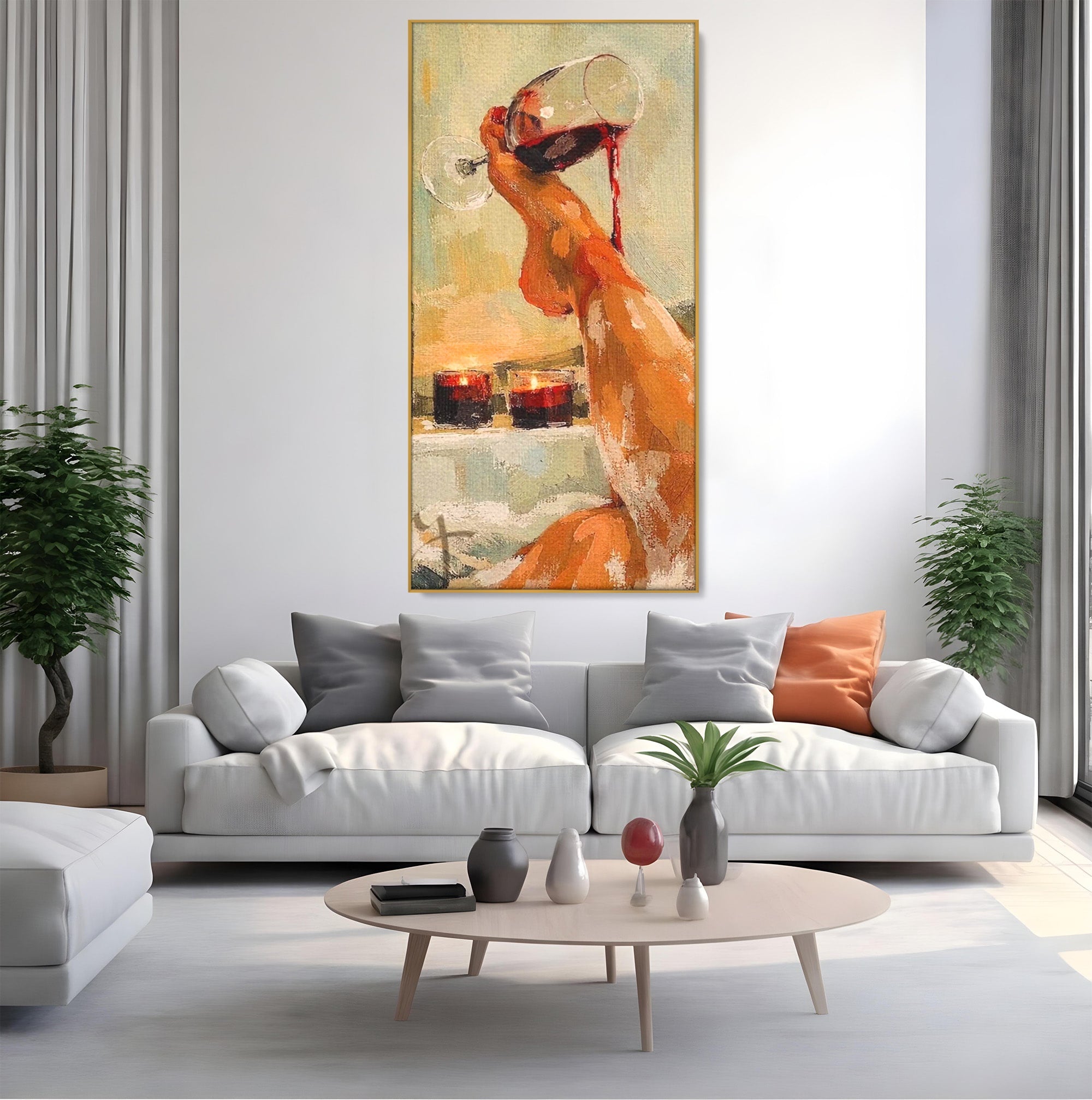 Tablou Canvas Premium LuxCanva® PI1023, Relaxare In Cada, Cada, Vin, Relaxare, Baie, Living, Culori Vibrante