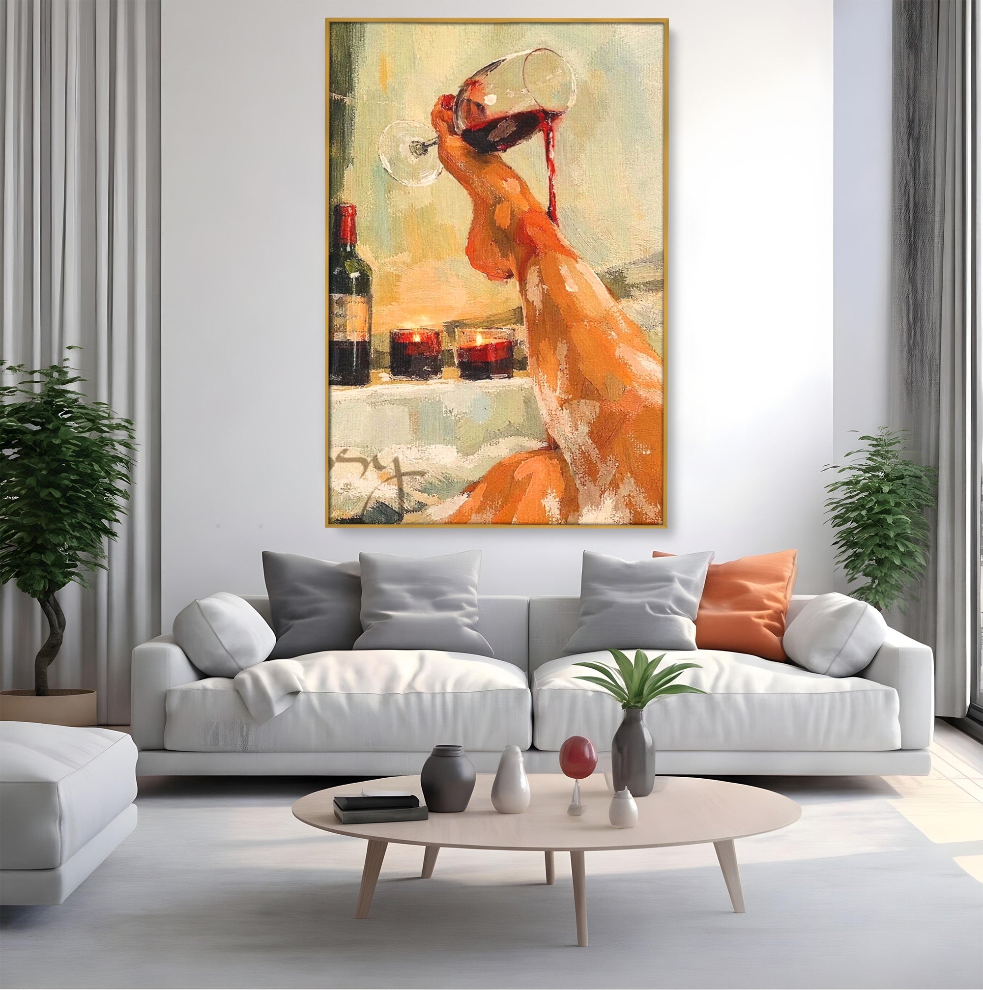 Tablou Canvas Premium LuxCanva® PI1023, Relaxare In Cada, Cada, Vin, Relaxare, Baie, Living, Culori Vibrante