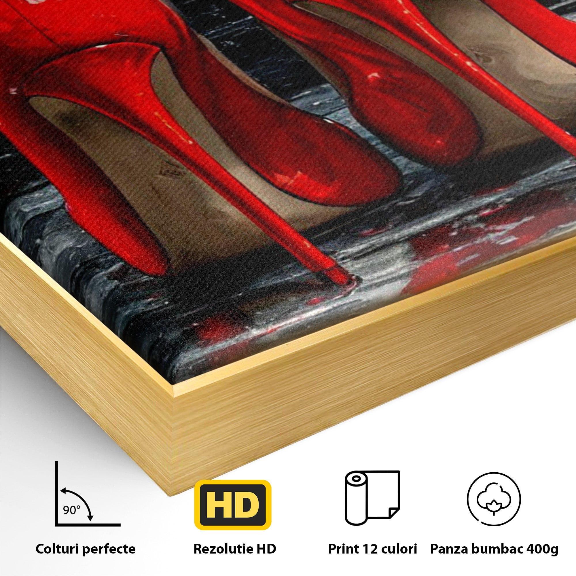 Tablou Canvas Premium LuxCanva® PI1025, Pantofi Rosii Eleganti, Tocuri, Eleganta, Moda, Glamour, Dormitor, Living, Culori Vibrante