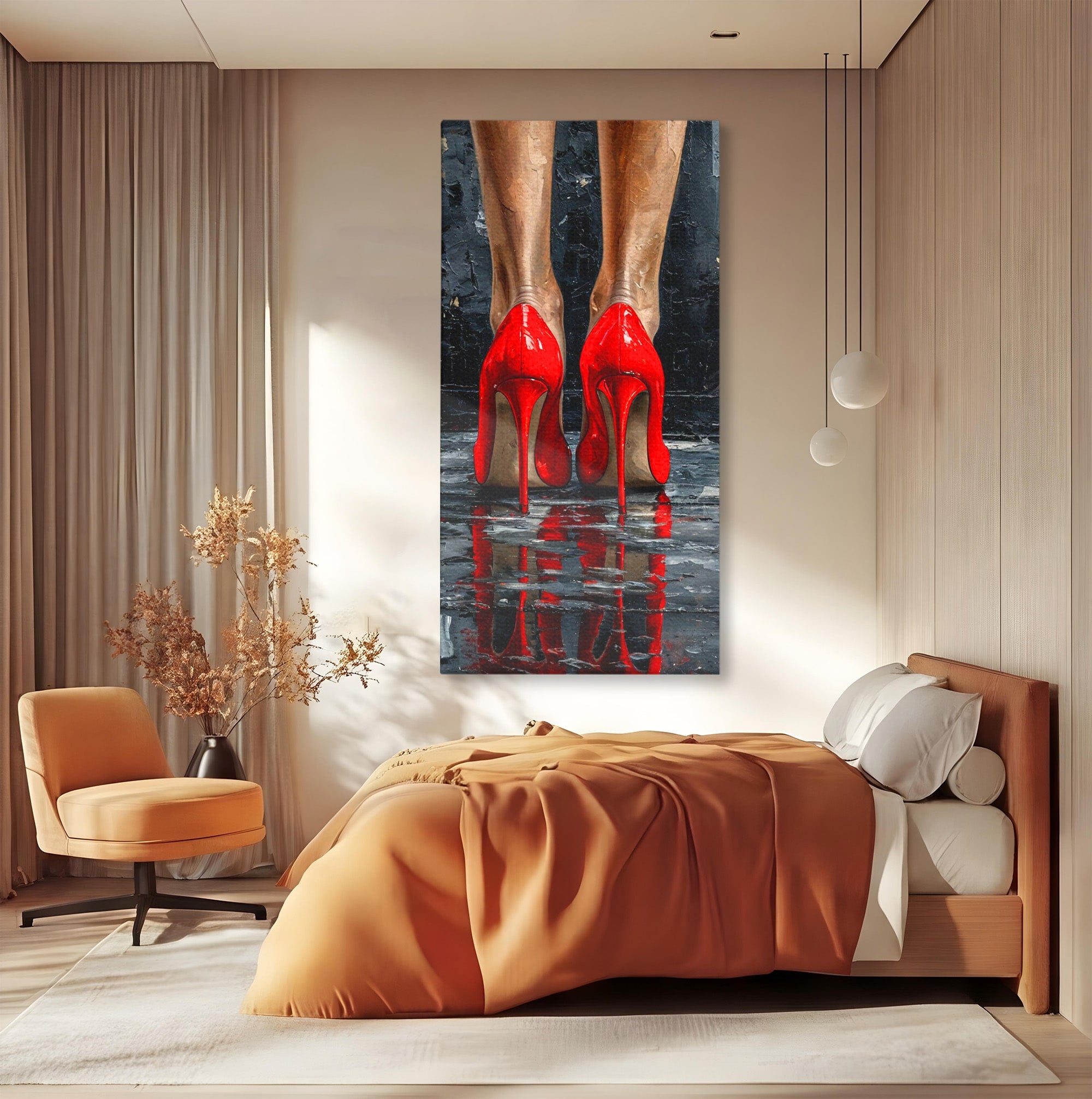 Tablou Canvas Premium LuxCanva® PI1025, Pantofi Rosii Eleganti, Tocuri, Eleganta, Moda, Glamour, Dormitor, Living, Culori Vibrante