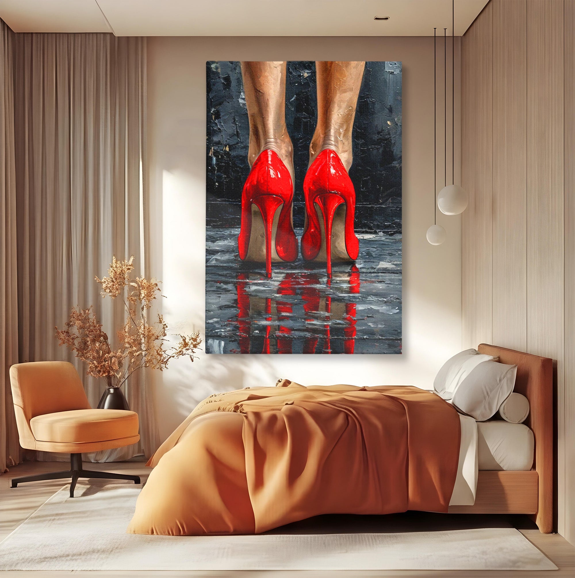 Tablou Canvas Premium LuxCanva® PI1025, Pantofi Rosii Eleganti, Tocuri, Eleganta, Moda, Glamour, Dormitor, Living, Culori Vibrante