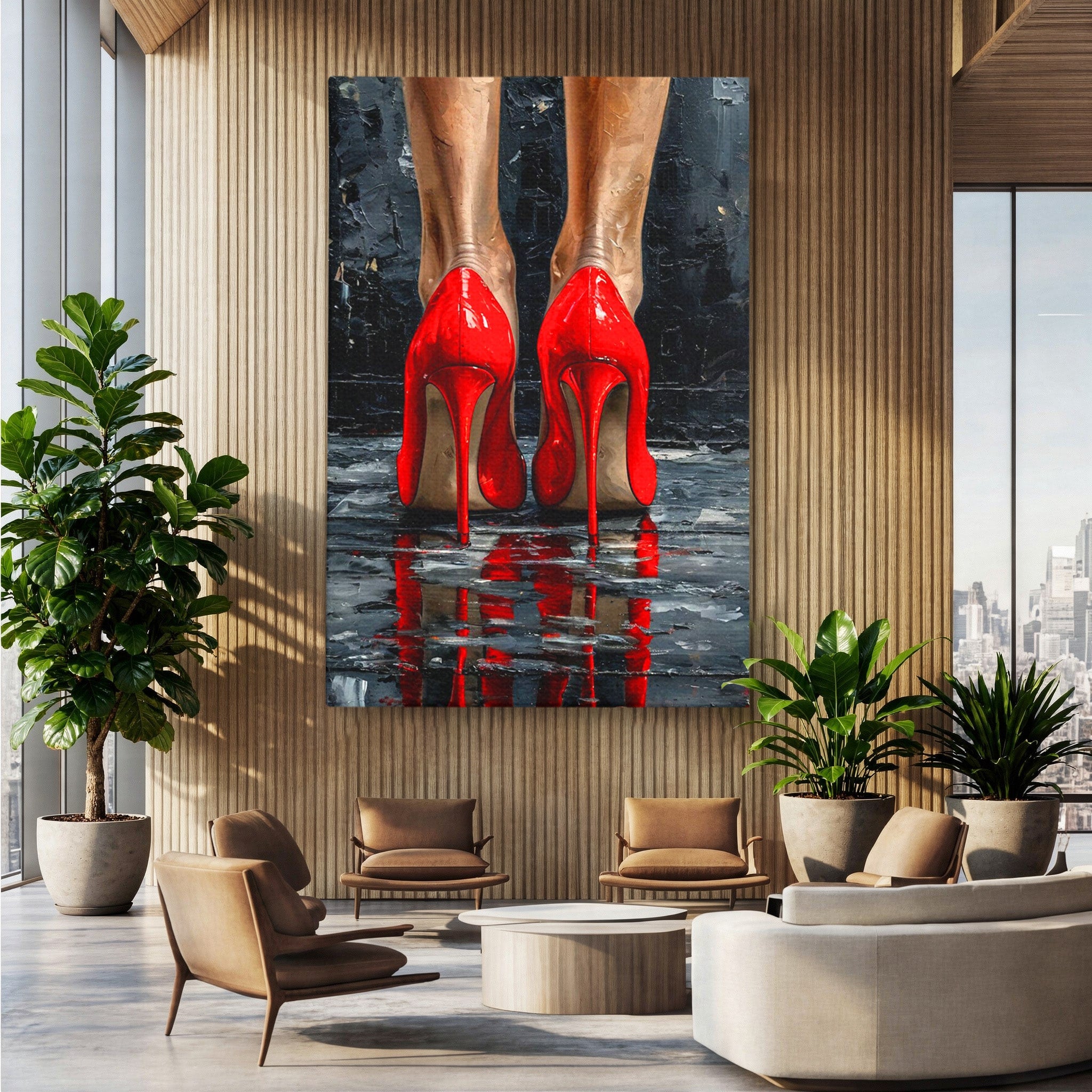 Tablou Canvas Premium LuxCanva® PI1025, Pantofi Rosii Eleganti, Tocuri, Eleganta, Moda, Glamour, Dormitor, Living, Culori Vibrante
