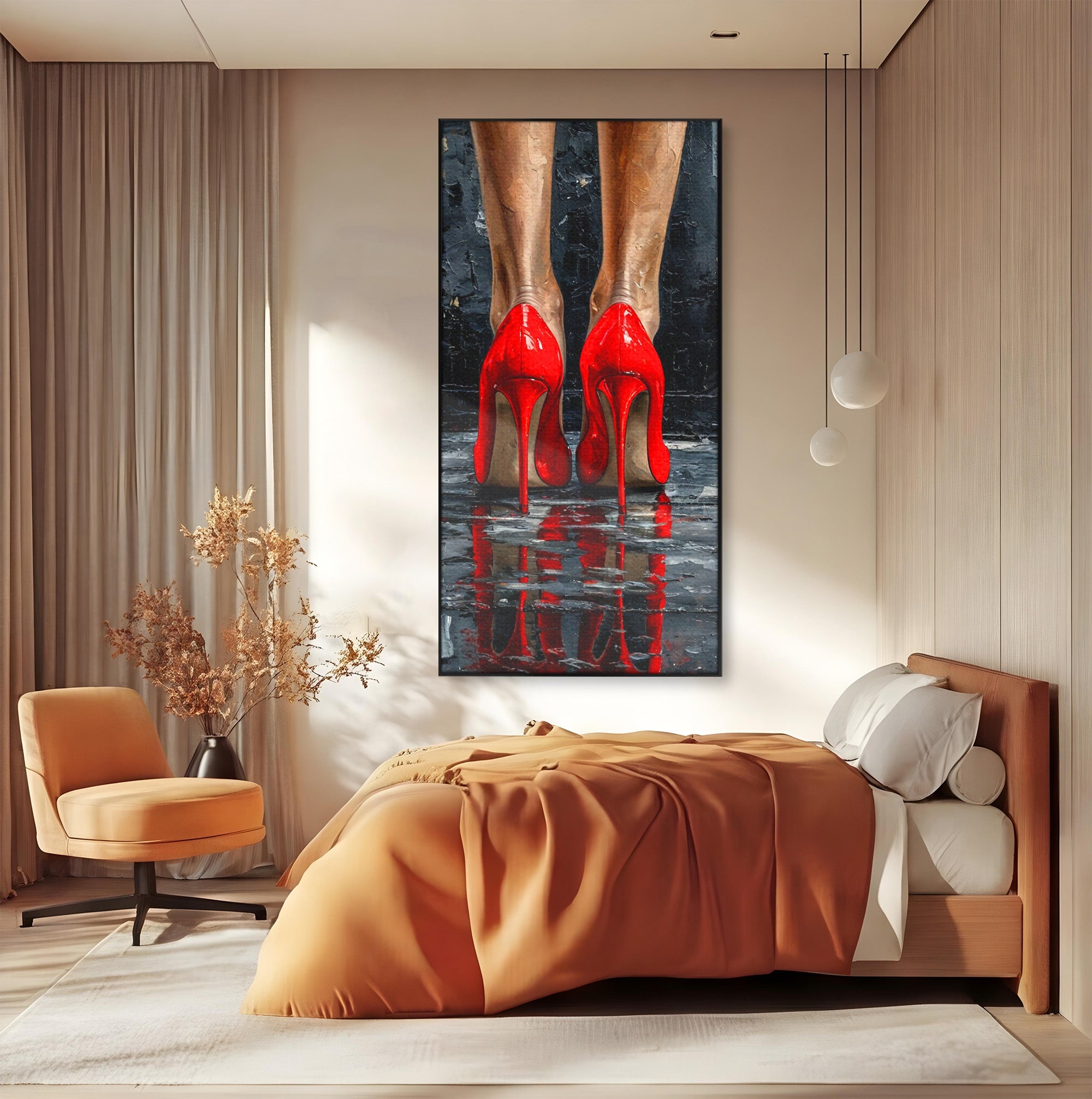 Tablou Canvas Premium LuxCanva® PI1025, Pantofi Rosii Eleganti, Tocuri, Eleganta, Moda, Glamour, Dormitor, Living, Culori Vibrante