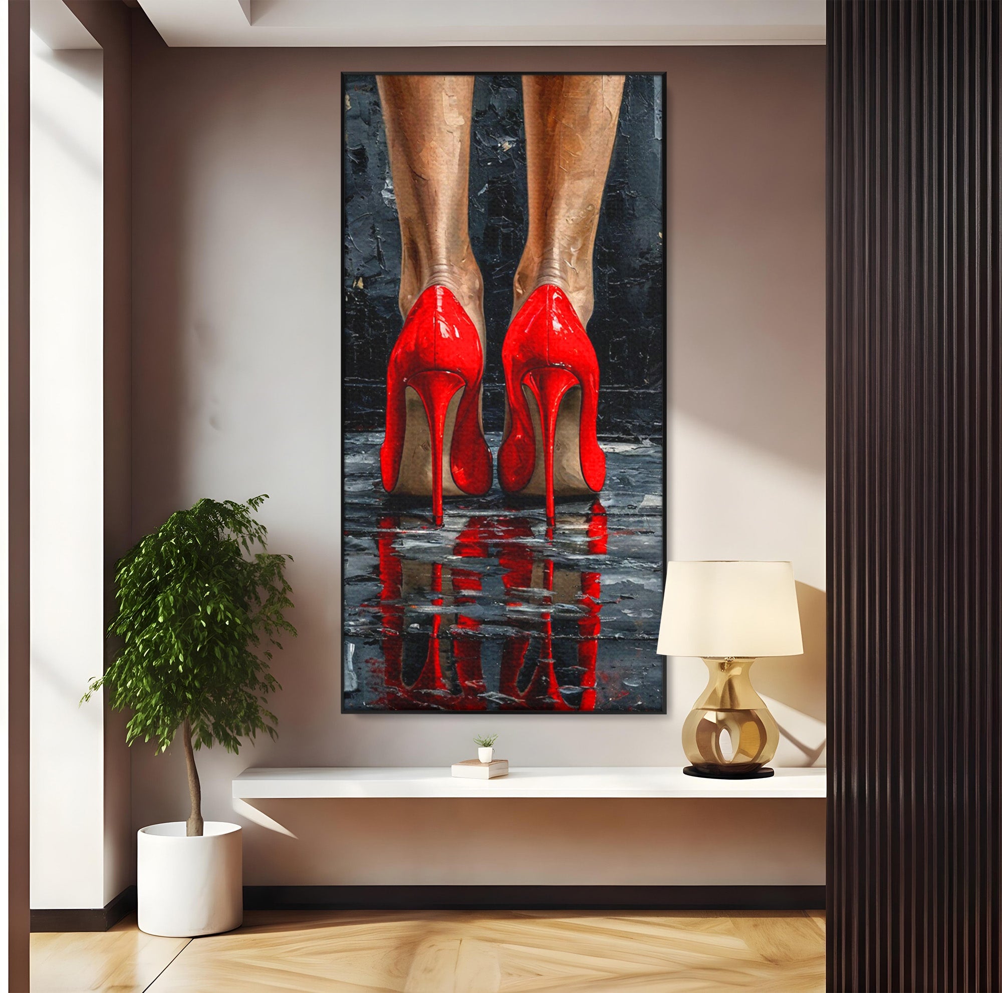 Tablou Canvas Premium LuxCanva® PI1025, Pantofi Rosii Eleganti, Tocuri, Eleganta, Moda, Glamour, Dormitor, Living, Culori Vibrante
