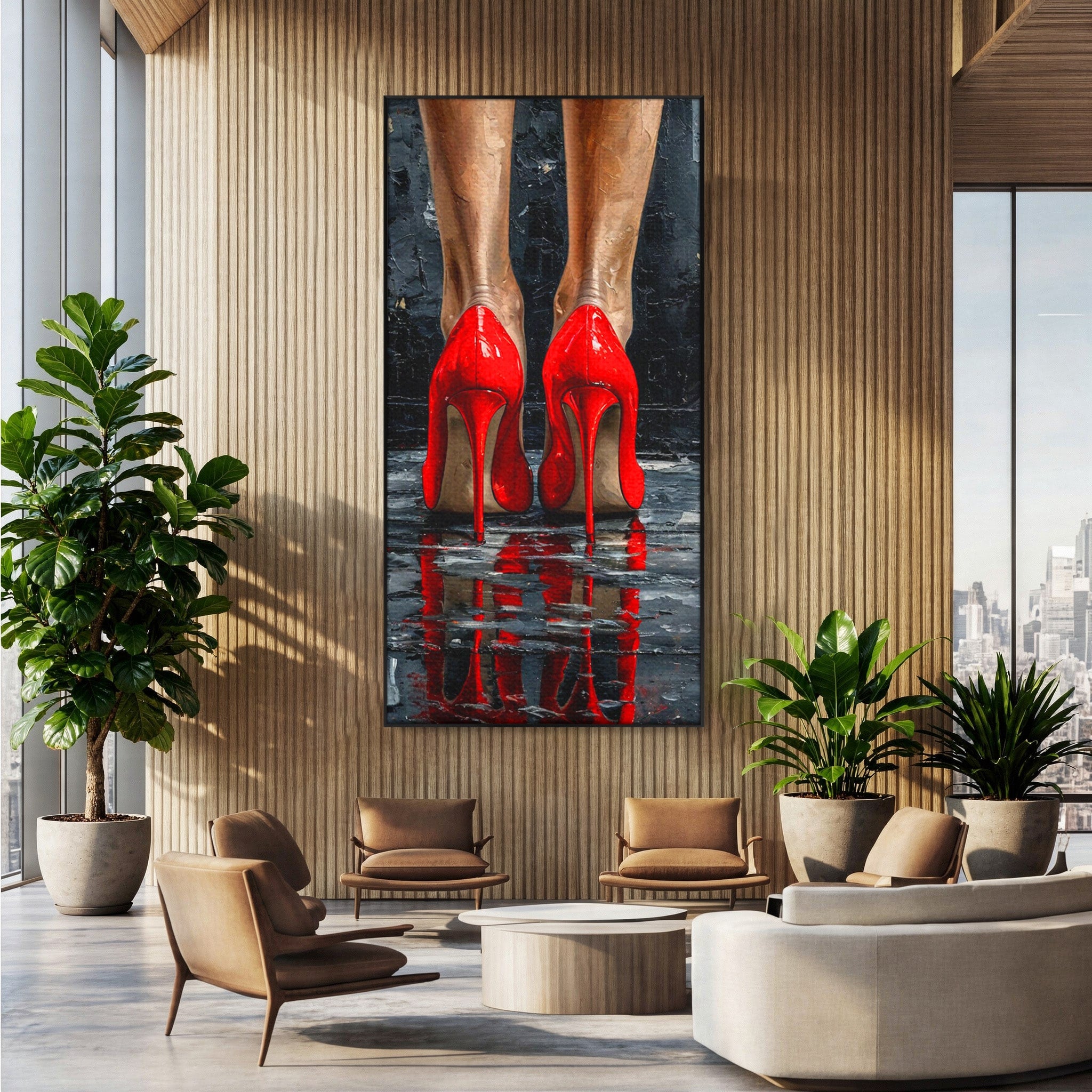 Tablou Canvas Premium LuxCanva® PI1025, Pantofi Rosii Eleganti, Tocuri, Eleganta, Moda, Glamour, Dormitor, Living, Culori Vibrante