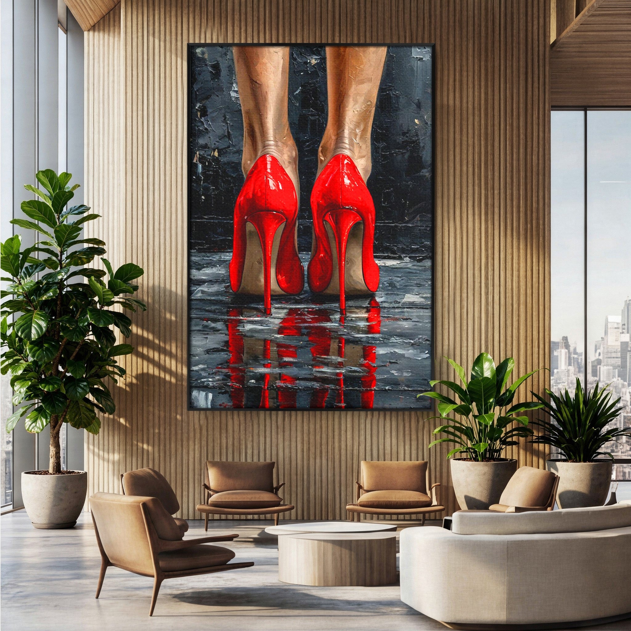Tablou Canvas Premium LuxCanva® PI1025, Pantofi Rosii Eleganti, Tocuri, Eleganta, Moda, Glamour, Dormitor, Living, Culori Vibrante