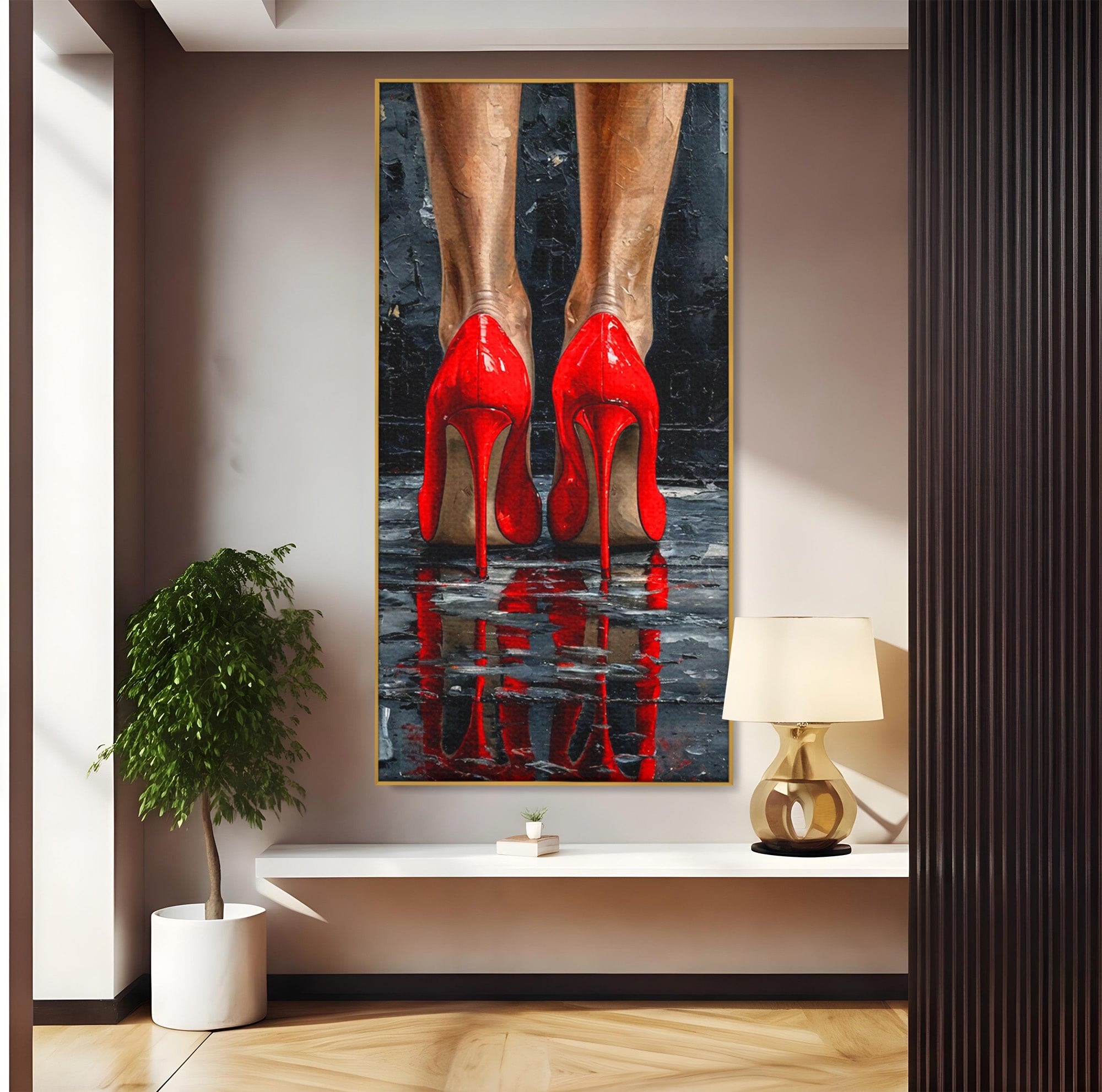 Tablou Canvas Premium LuxCanva® PI1025, Pantofi Rosii Eleganti, Tocuri, Eleganta, Moda, Glamour, Dormitor, Living, Culori Vibrante