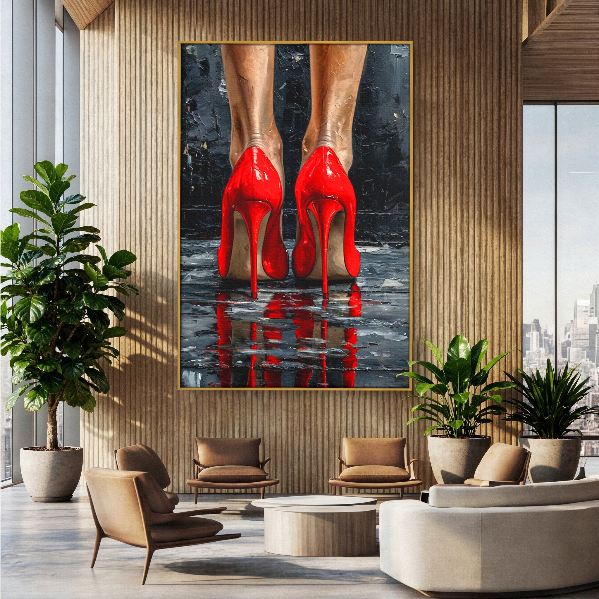 Tablou Canvas Premium LuxCanva® PI1025, Pantofi Rosii Eleganti, Tocuri, Eleganta, Moda, Glamour, Dormitor, Living, Culori Vibrante