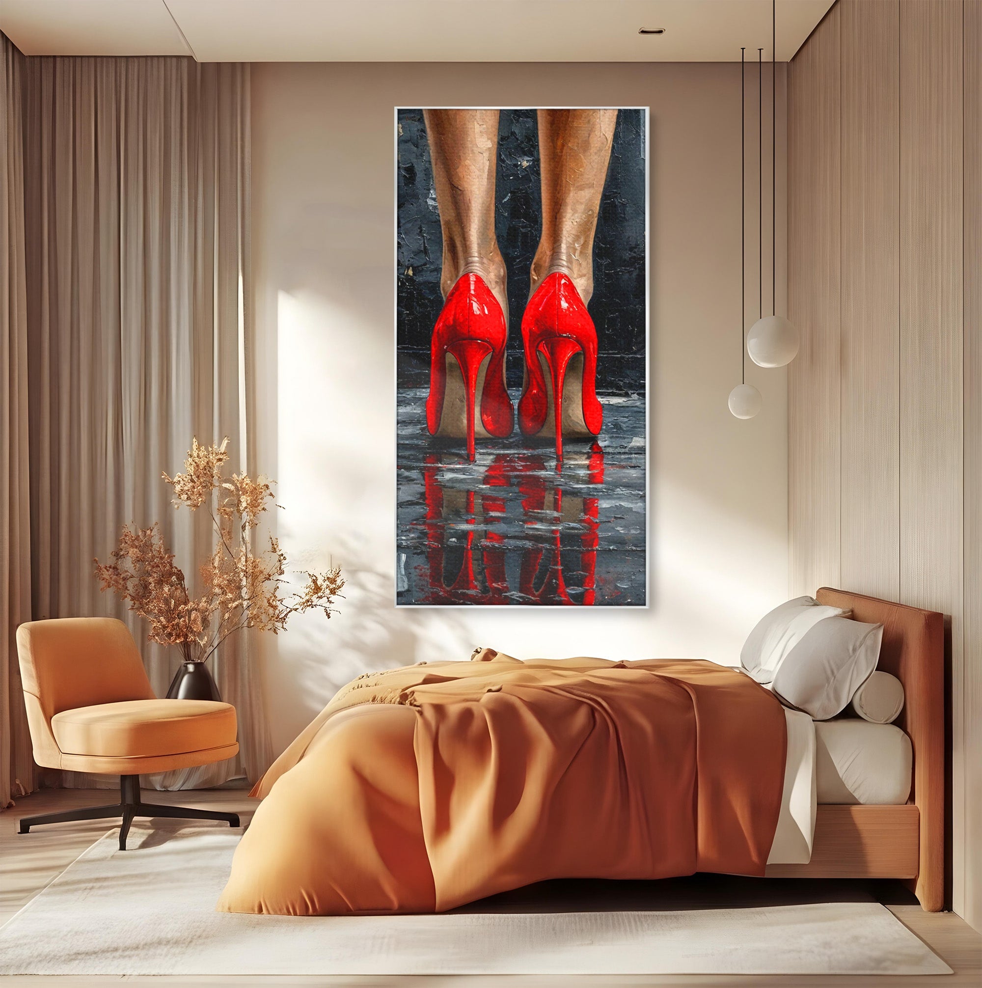 Tablou Canvas Premium LuxCanva® PI1025, Pantofi Rosii Eleganti, Tocuri, Eleganta, Moda, Glamour, Dormitor, Living, Culori Vibrante