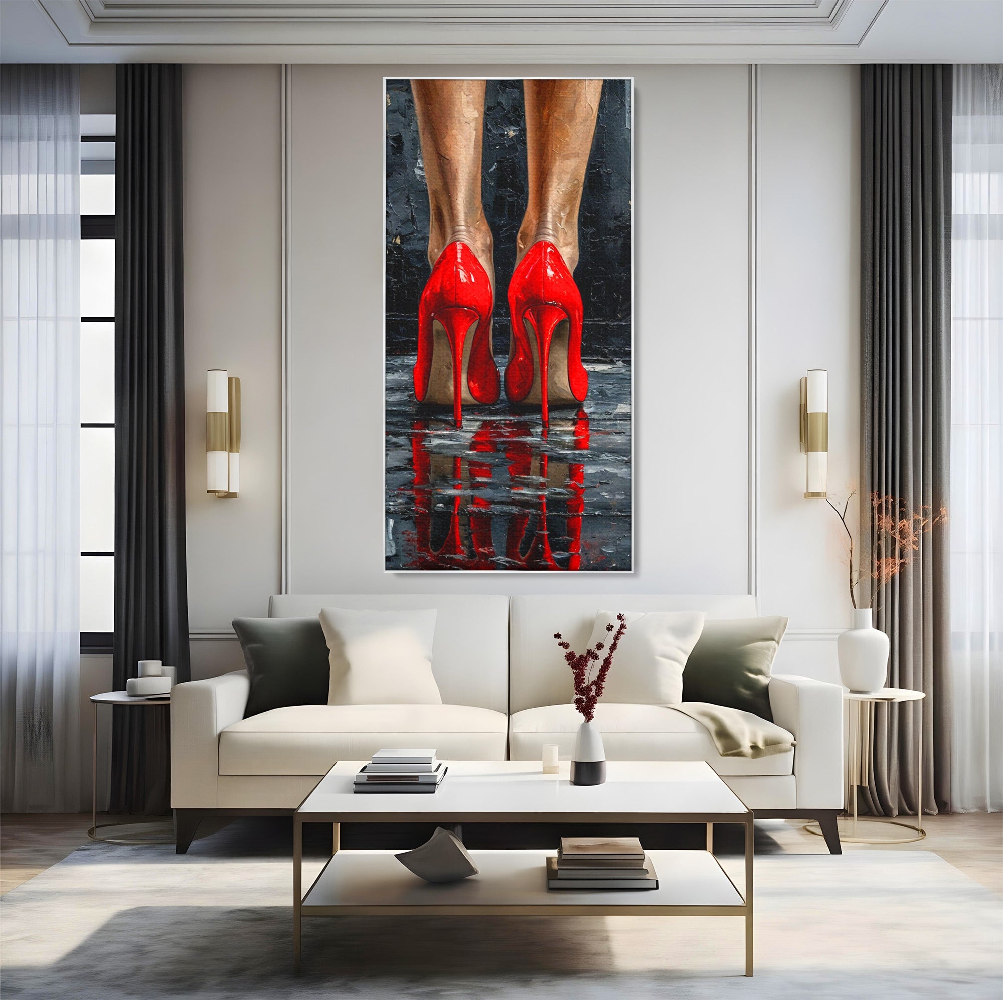 Tablou Canvas Premium LuxCanva® PI1025, Pantofi Rosii Eleganti, Tocuri, Eleganta, Moda, Glamour, Dormitor, Living, Culori Vibrante