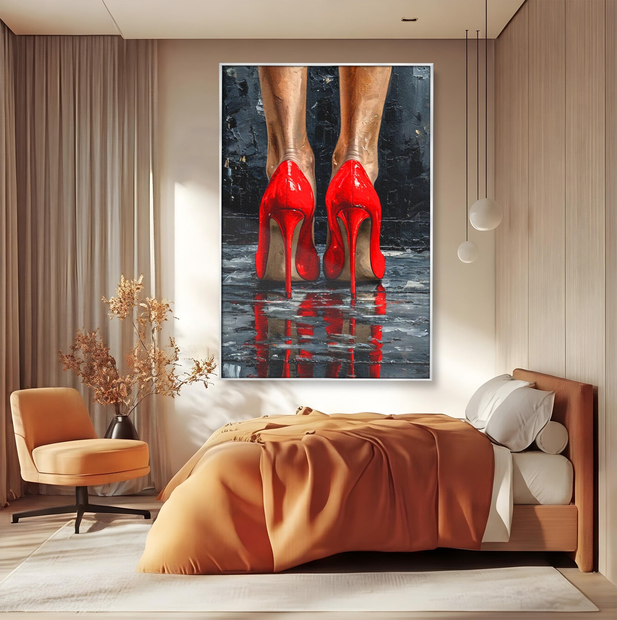 Tablou Canvas Premium LuxCanva® PI1025, Pantofi Rosii Eleganti, Tocuri, Eleganta, Moda, Glamour, Dormitor, Living, Culori Vibrante