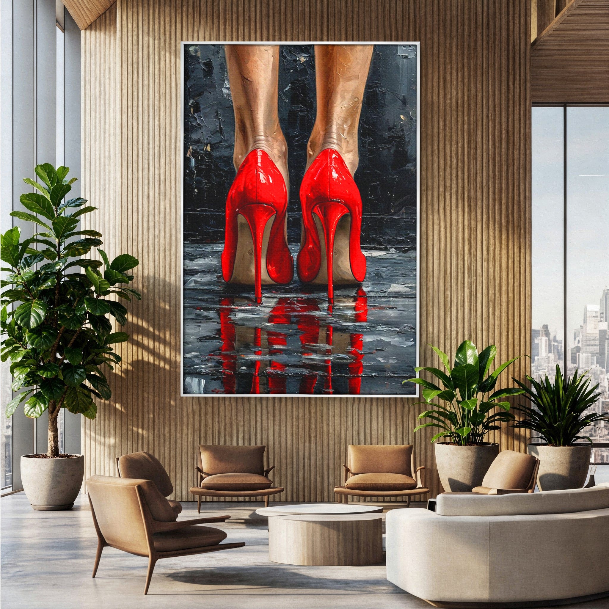 Tablou Canvas Premium LuxCanva® PI1025, Pantofi Rosii Eleganti, Tocuri, Eleganta, Moda, Glamour, Dormitor, Living, Culori Vibrante
