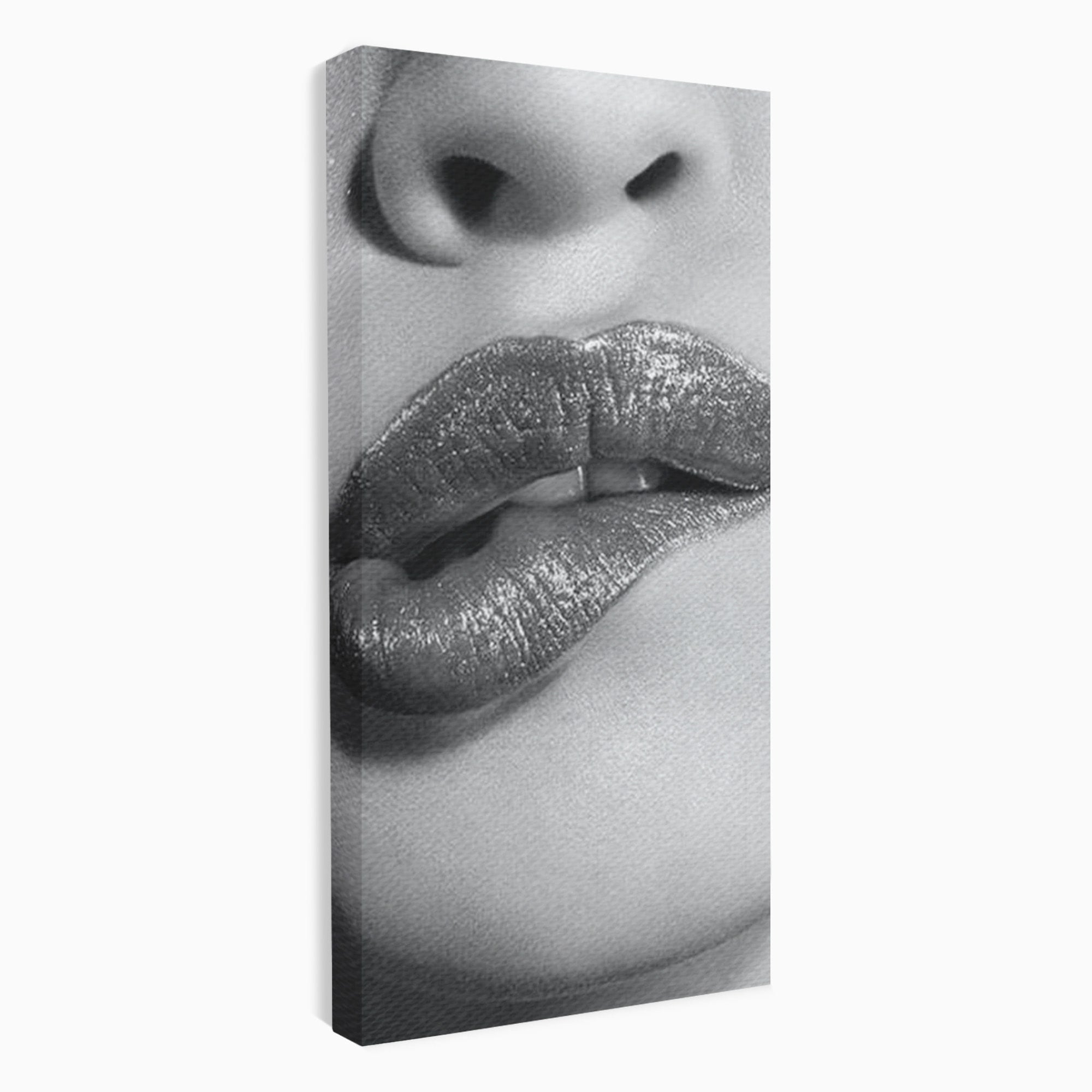 Tablou Canvas Premium LuxCanva® PI1027, Buze Seducatoare, Muscatura, Femeie, Glamour, Dormitor, Living, Culori Vibrante