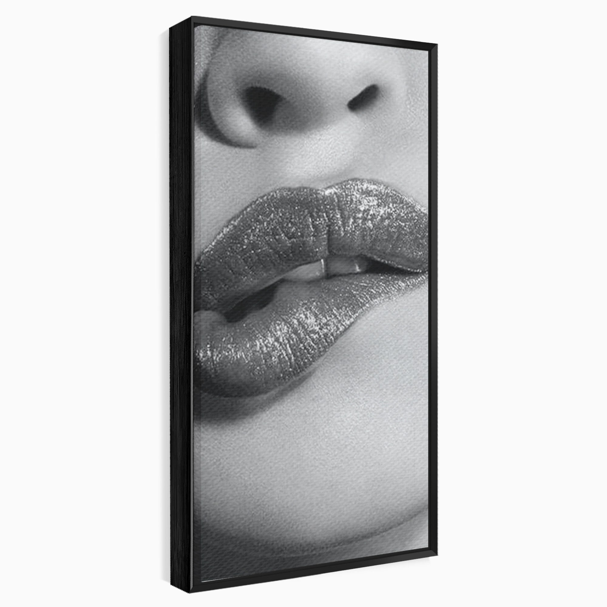Tablou Canvas Premium LuxCanva® PI1027, Buze Seducatoare, Muscatura, Femeie, Glamour, Dormitor, Living, Culori Vibrante