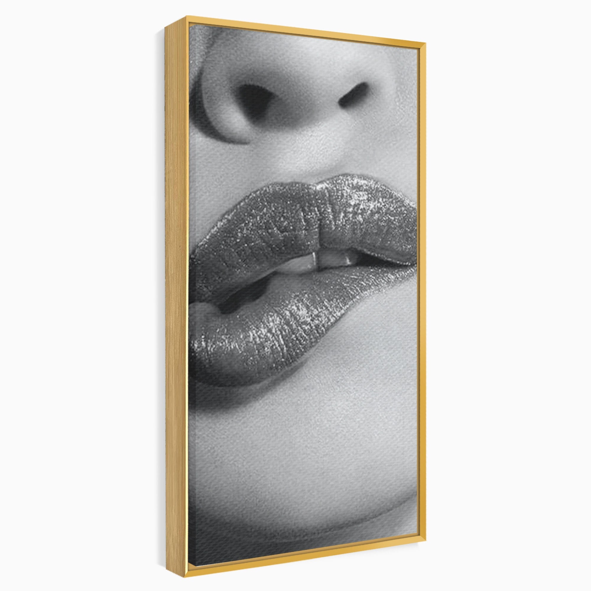 Tablou Canvas Premium LuxCanva® PI1027, Buze Seducatoare, Muscatura, Femeie, Glamour, Dormitor, Living, Culori Vibrante