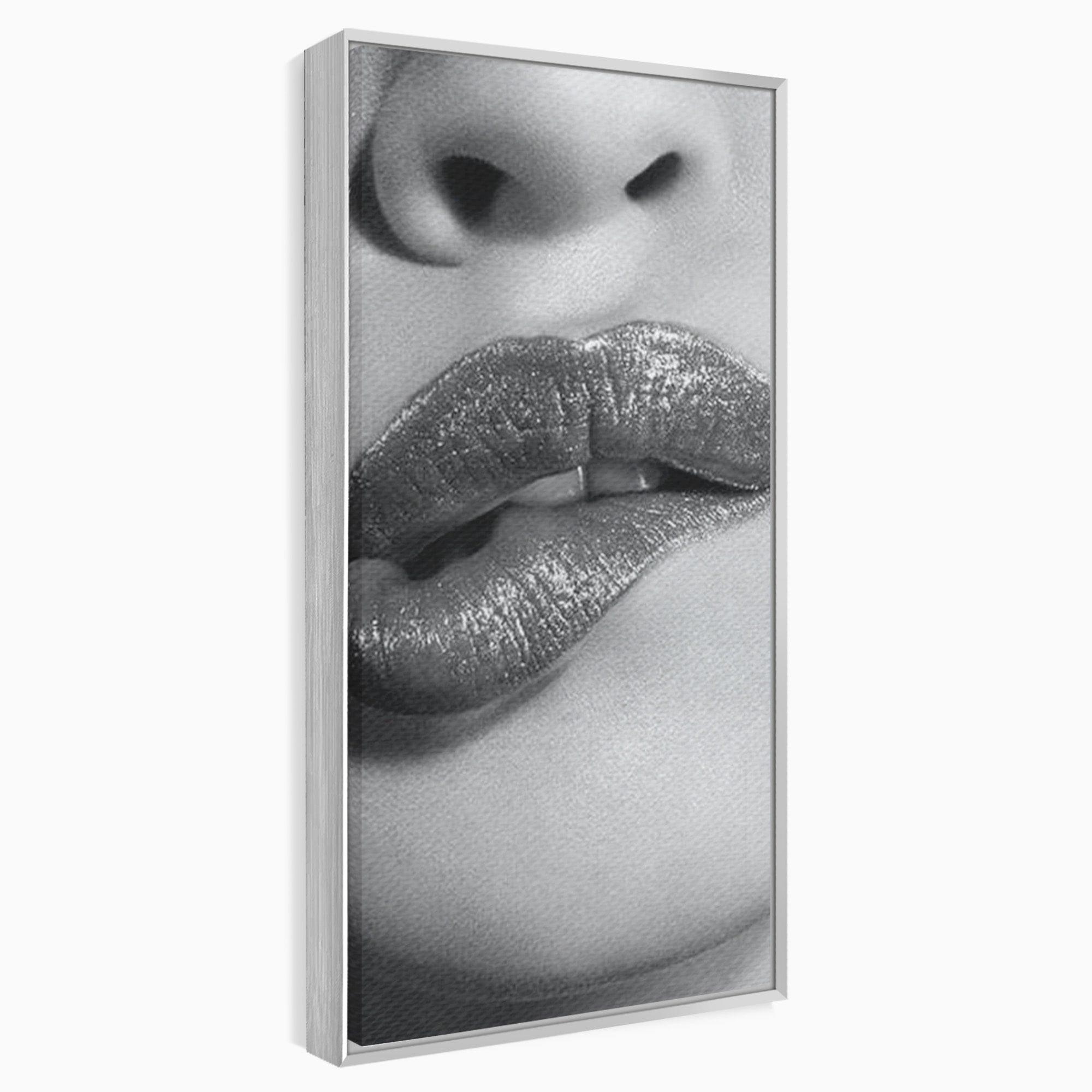 Tablou Canvas Premium LuxCanva® PI1027, Buze Seducatoare, Muscatura, Femeie, Glamour, Dormitor, Living, Culori Vibrante