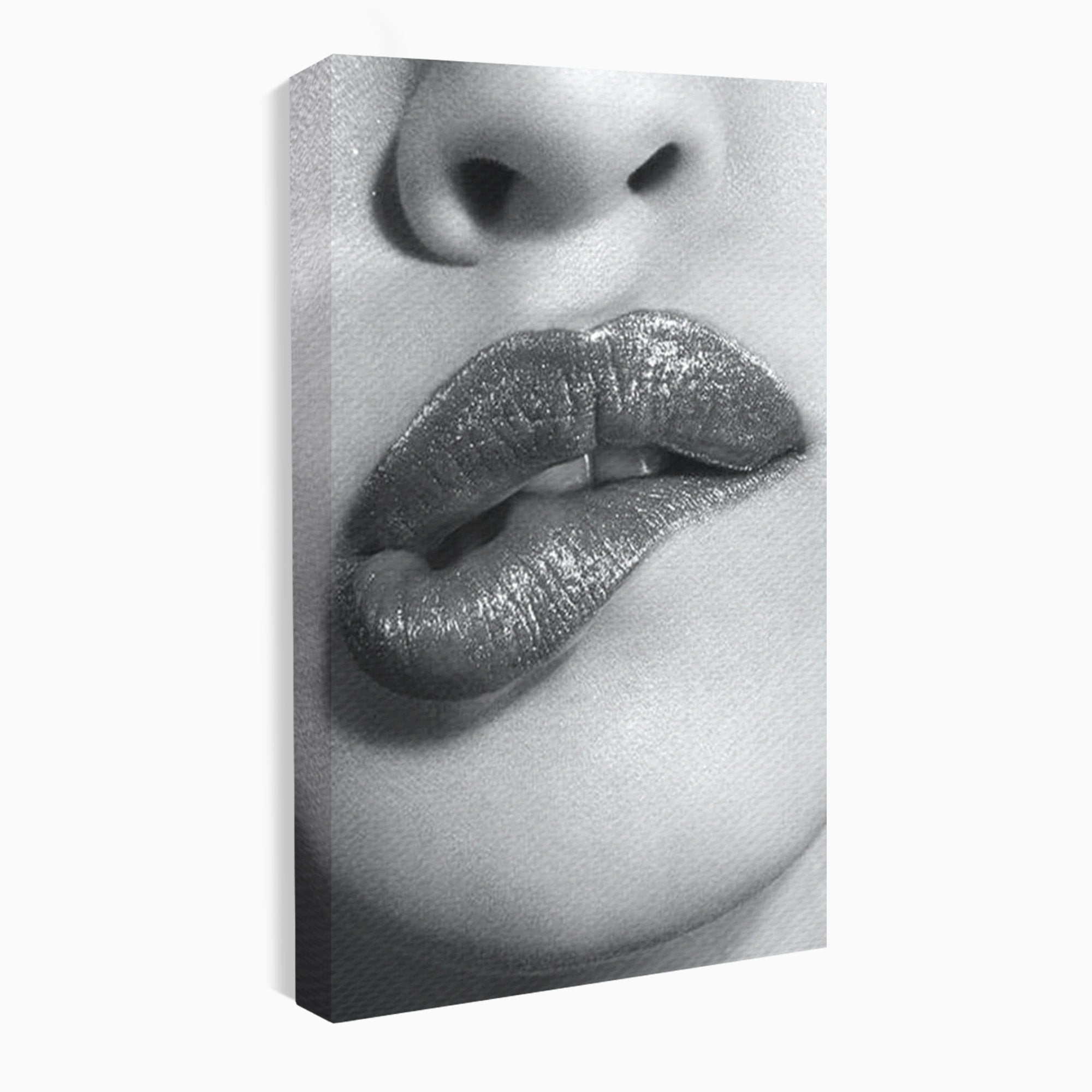 Tablou Canvas Premium LuxCanva® PI1027, Buze Seducatoare, Muscatura, Femeie, Glamour, Dormitor, Living, Culori Vibrante