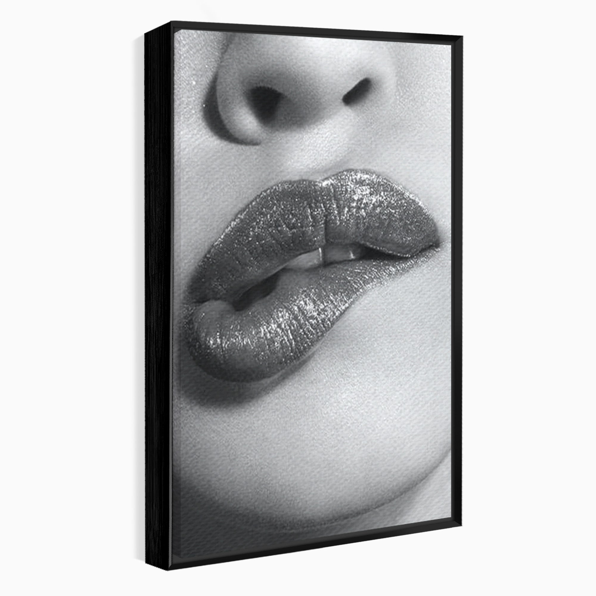 Tablou Canvas Premium LuxCanva® PI1027, Buze Seducatoare, Muscatura, Femeie, Glamour, Dormitor, Living, Culori Vibrante