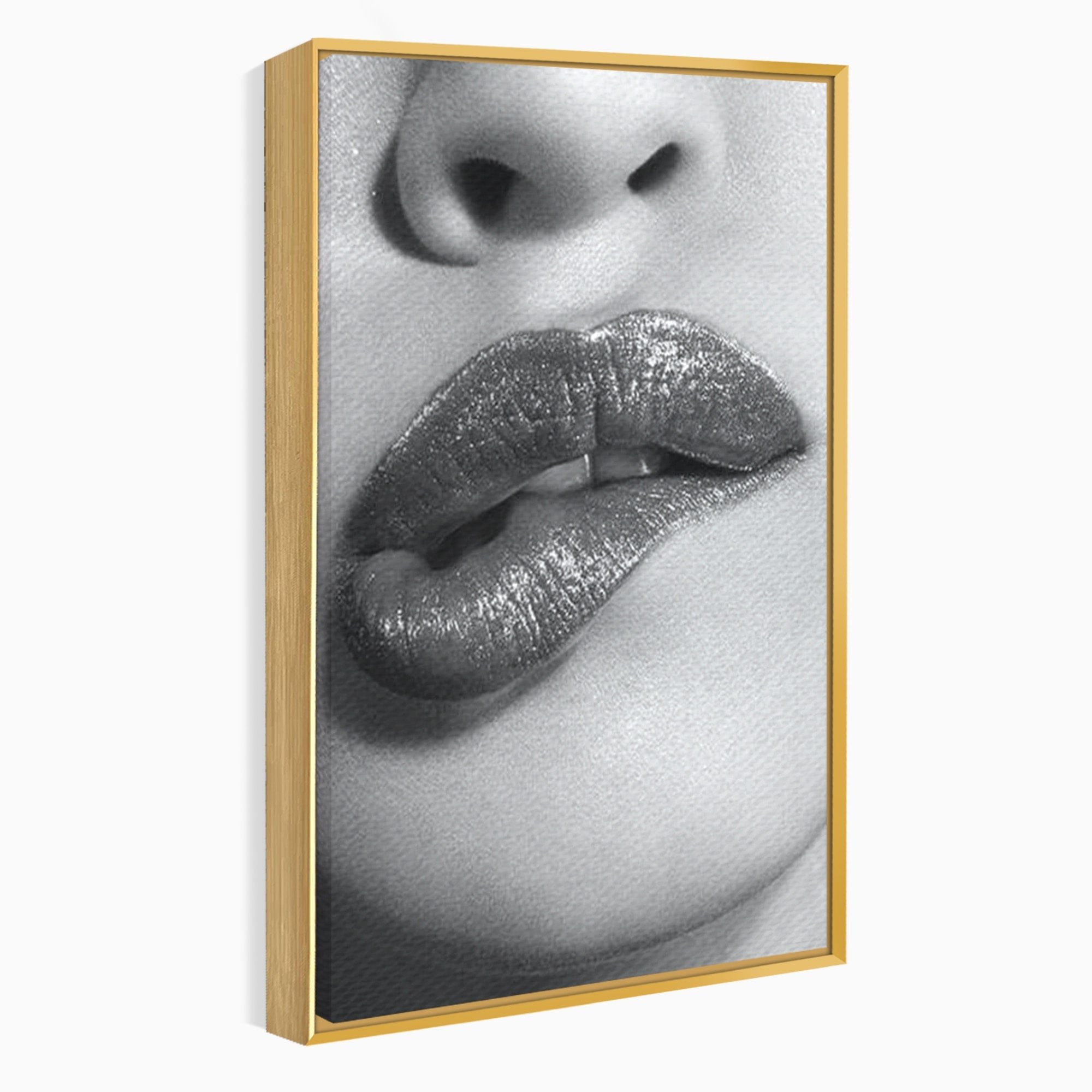 Tablou Canvas Premium LuxCanva® PI1027, Buze Seducatoare, Muscatura, Femeie, Glamour, Dormitor, Living, Culori Vibrante