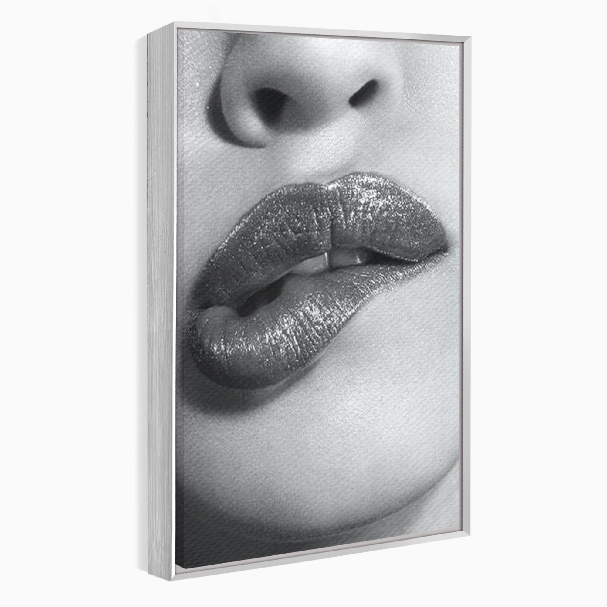 Tablou Canvas Premium LuxCanva® PI1027, Buze Seducatoare, Muscatura, Femeie, Glamour, Dormitor, Living, Culori Vibrante