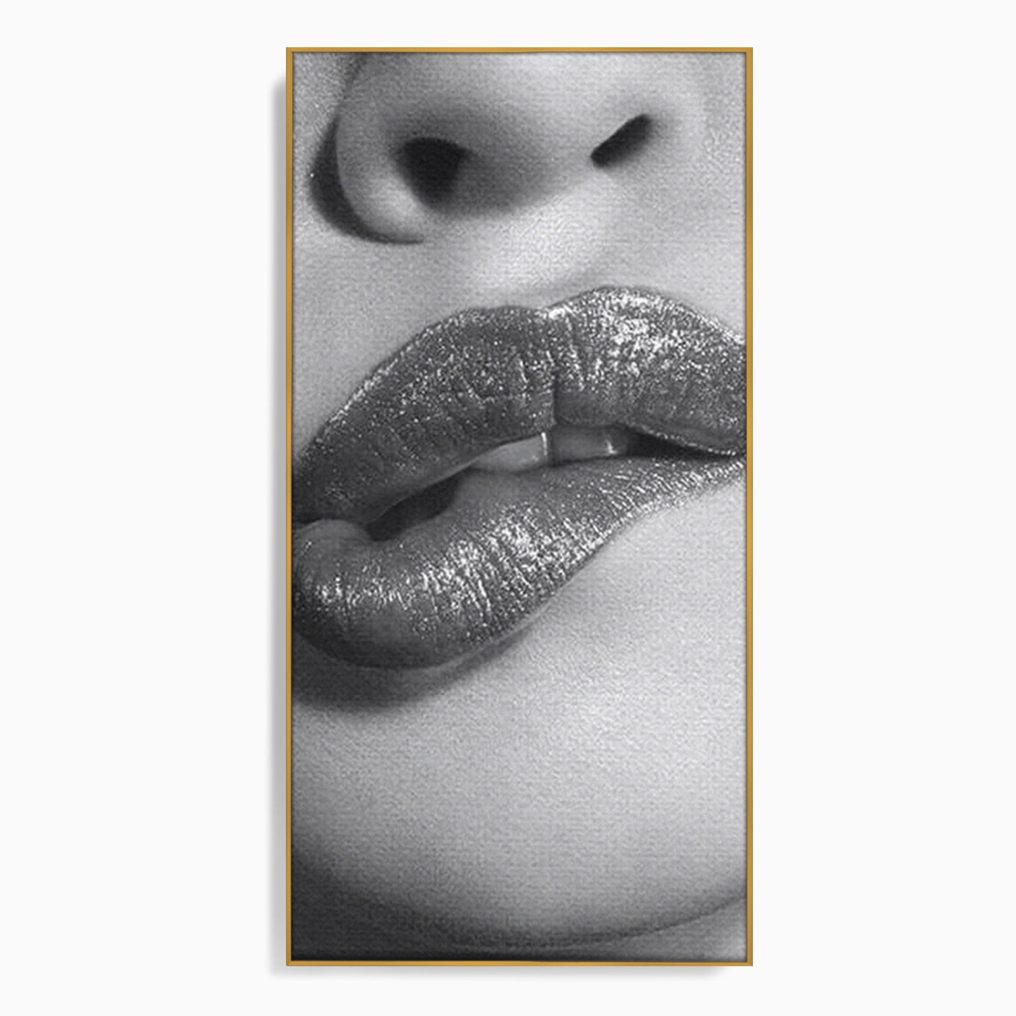 Tablou Canvas Premium LuxCanva® PI1027, Buze Seducatoare, Muscatura, Femeie, Glamour, Dormitor, Living, Culori Vibrante