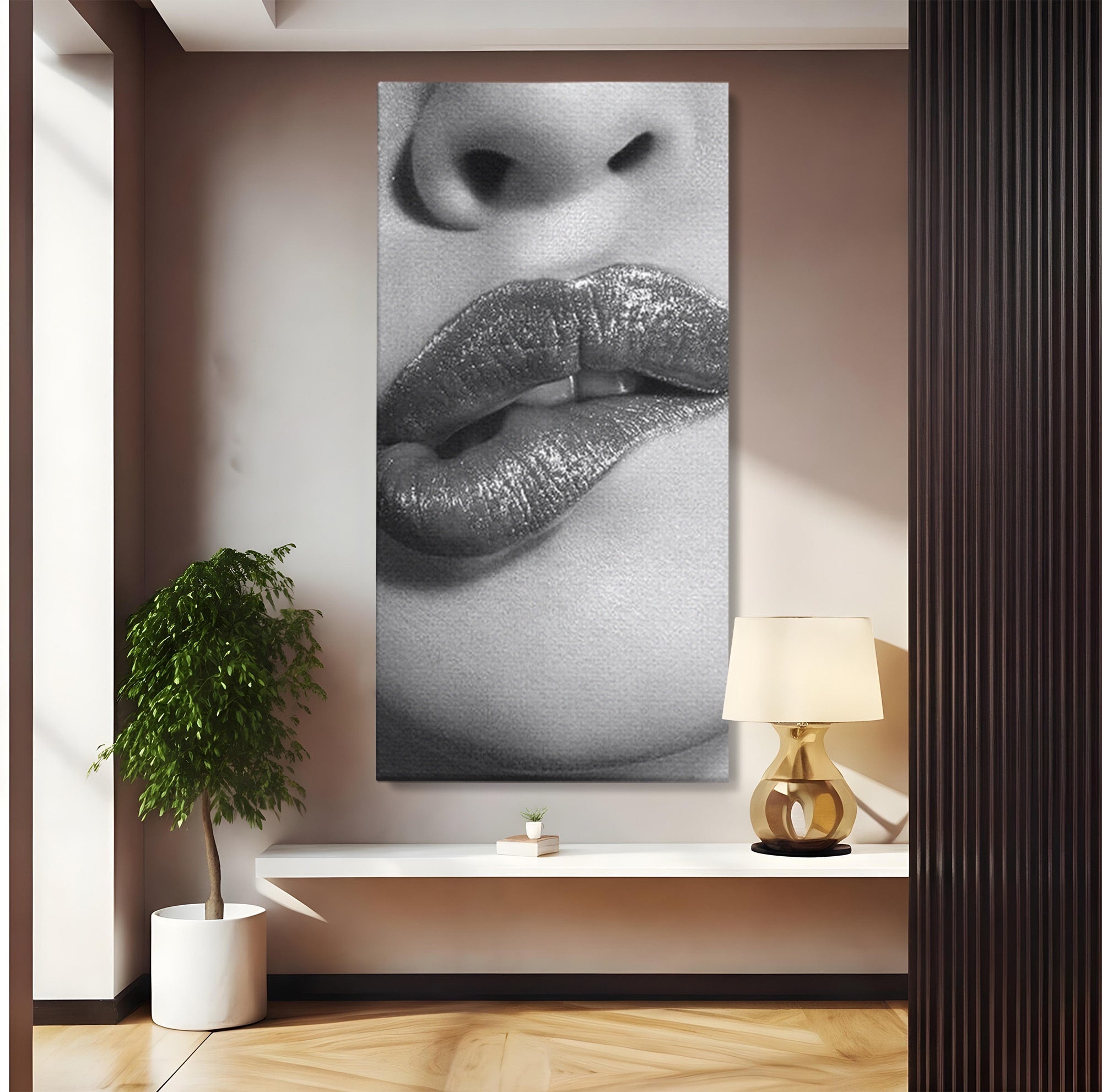 Tablou Canvas Premium LuxCanva® PI1027, Buze Seducatoare, Muscatura, Femeie, Glamour, Dormitor, Living, Culori Vibrante