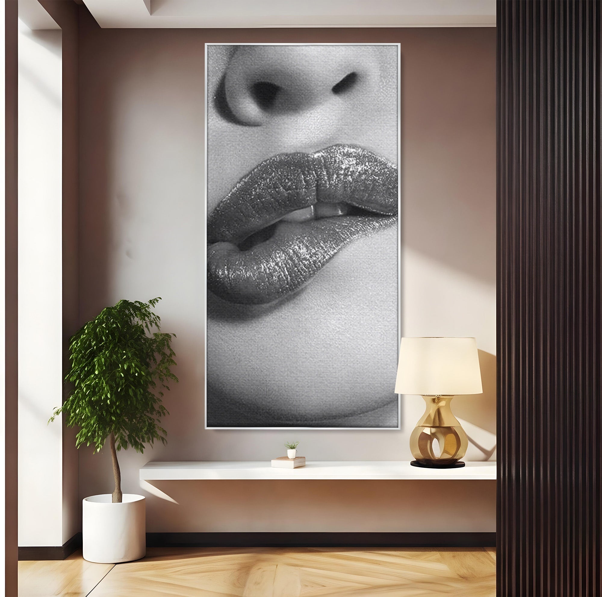 Tablou Canvas Premium LuxCanva® PI1027, Buze Seducatoare, Muscatura, Femeie, Glamour, Dormitor, Living, Culori Vibrante