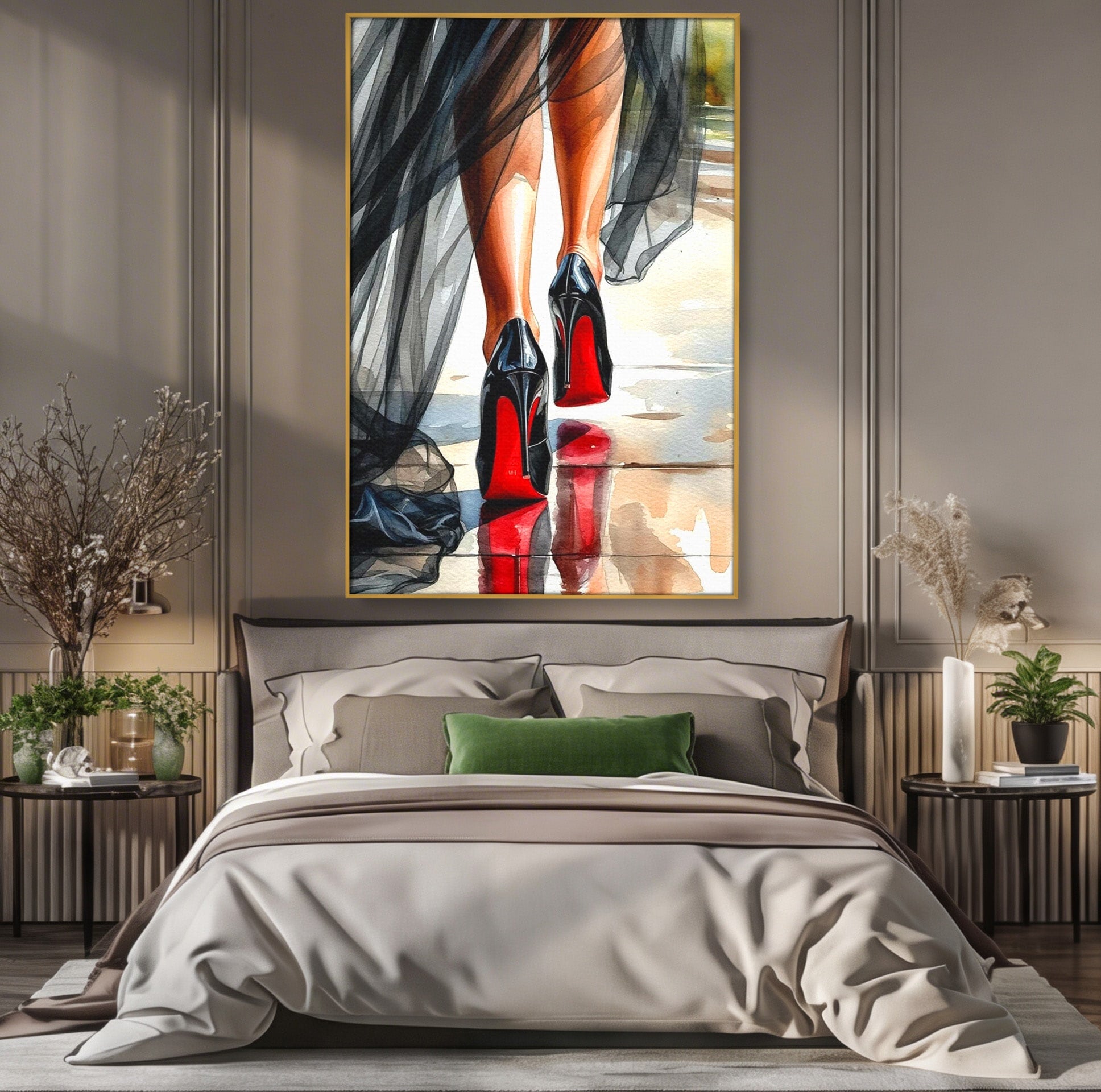 Tablou Canvas Premium LuxCanva® PI1028, Eleganta In Miscare, Pantofi, Moda, Femininitate, Eleganta, Birou, Culori Vibrante