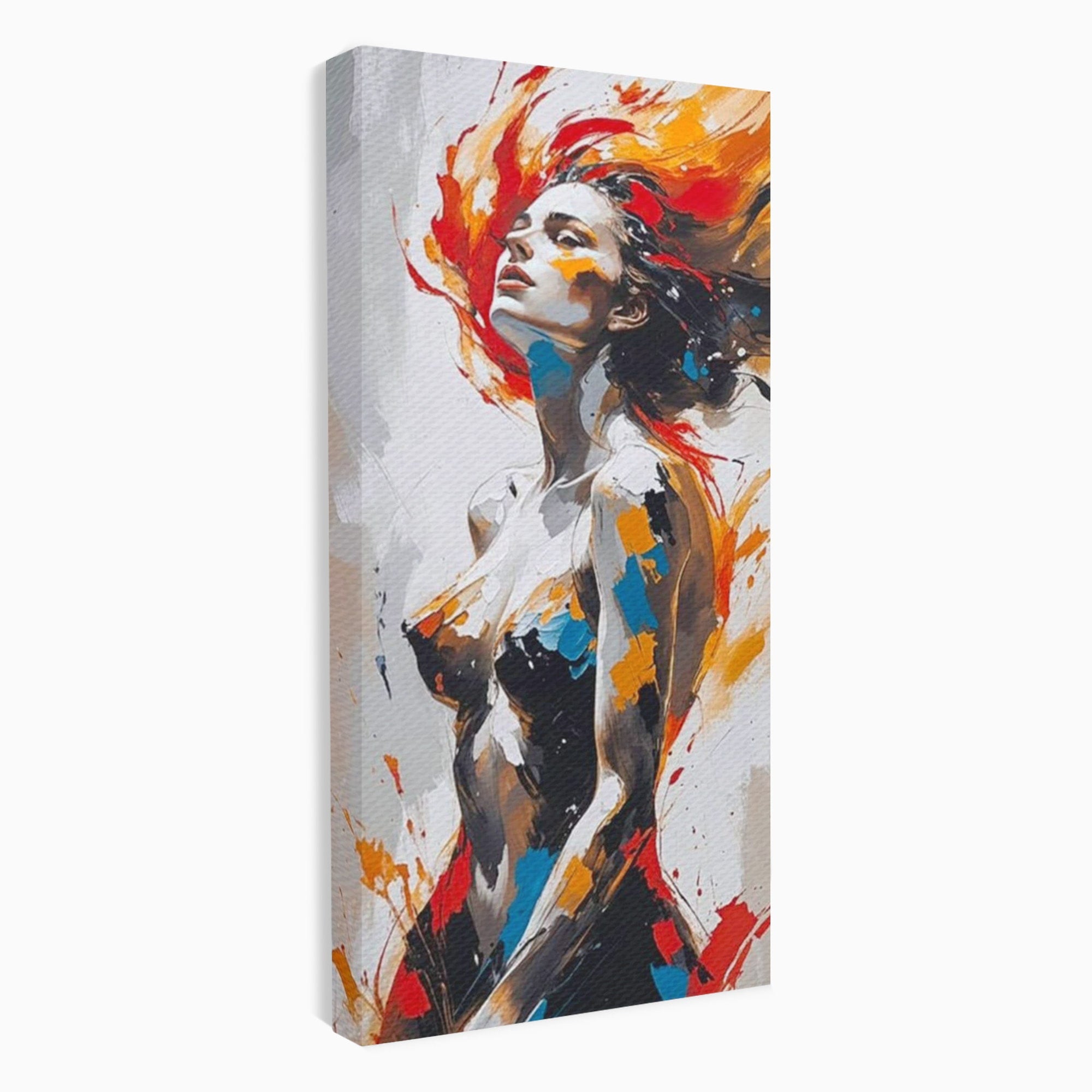 Tablou Canvas Premium LuxCanva® PI1029, Femeie In Flacari, Femeie, Corp, Nuditate, Arta Abstracta, Emotie, Living, Culori Vibrante
