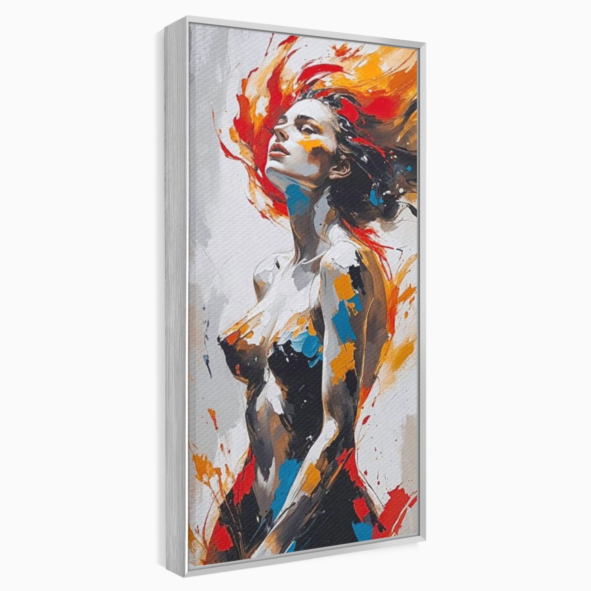 Tablou Canvas Premium LuxCanva® PI1029, Femeie In Flacari, Femeie, Corp, Nuditate, Arta Abstracta, Emotie, Living, Culori Vibrante