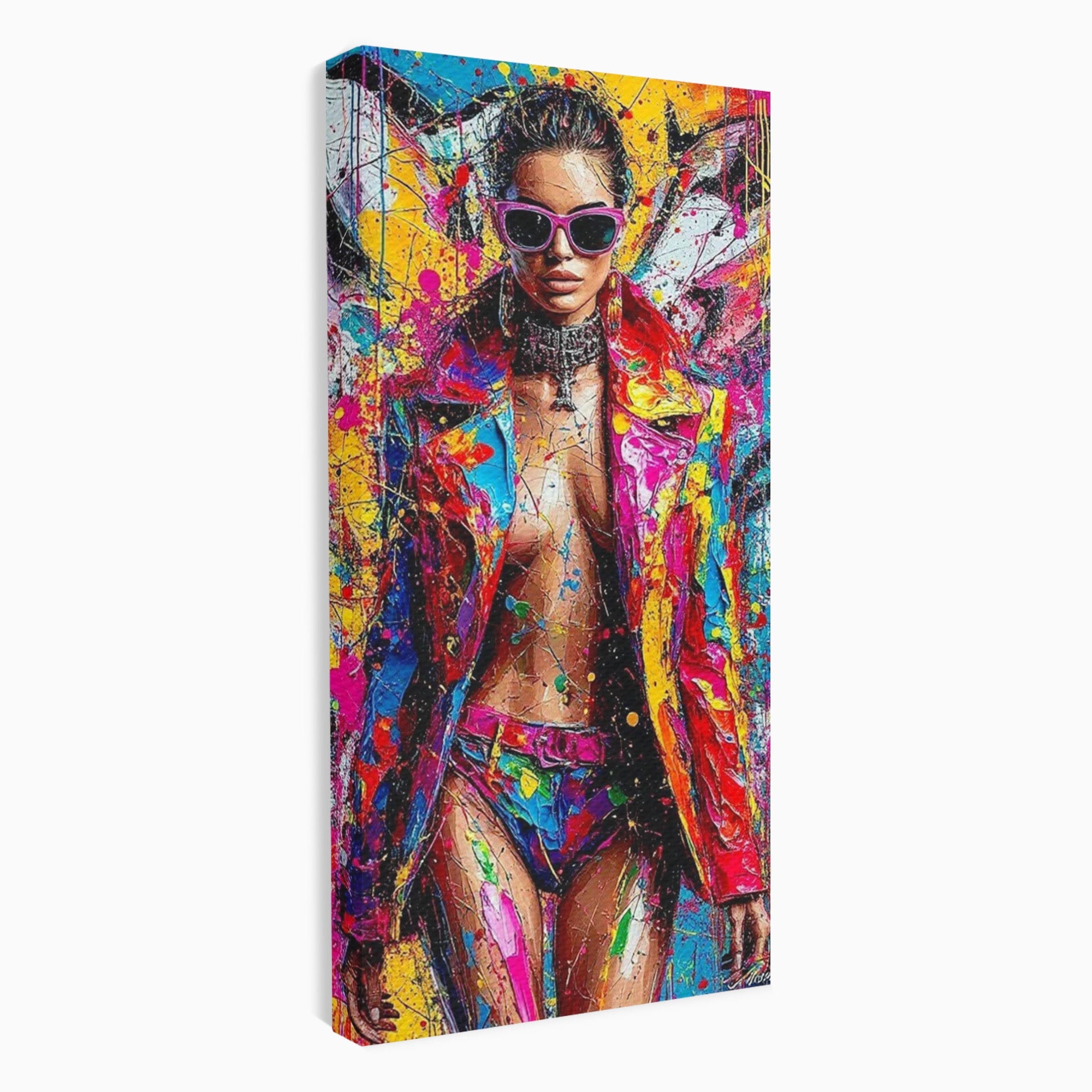 Tablou Canvas Premium LuxCanva® PI1030, Femeie Fashion Abstracta, Podium, Moda, Abstract, Arta Contemporana, Living, Culori Vibrante