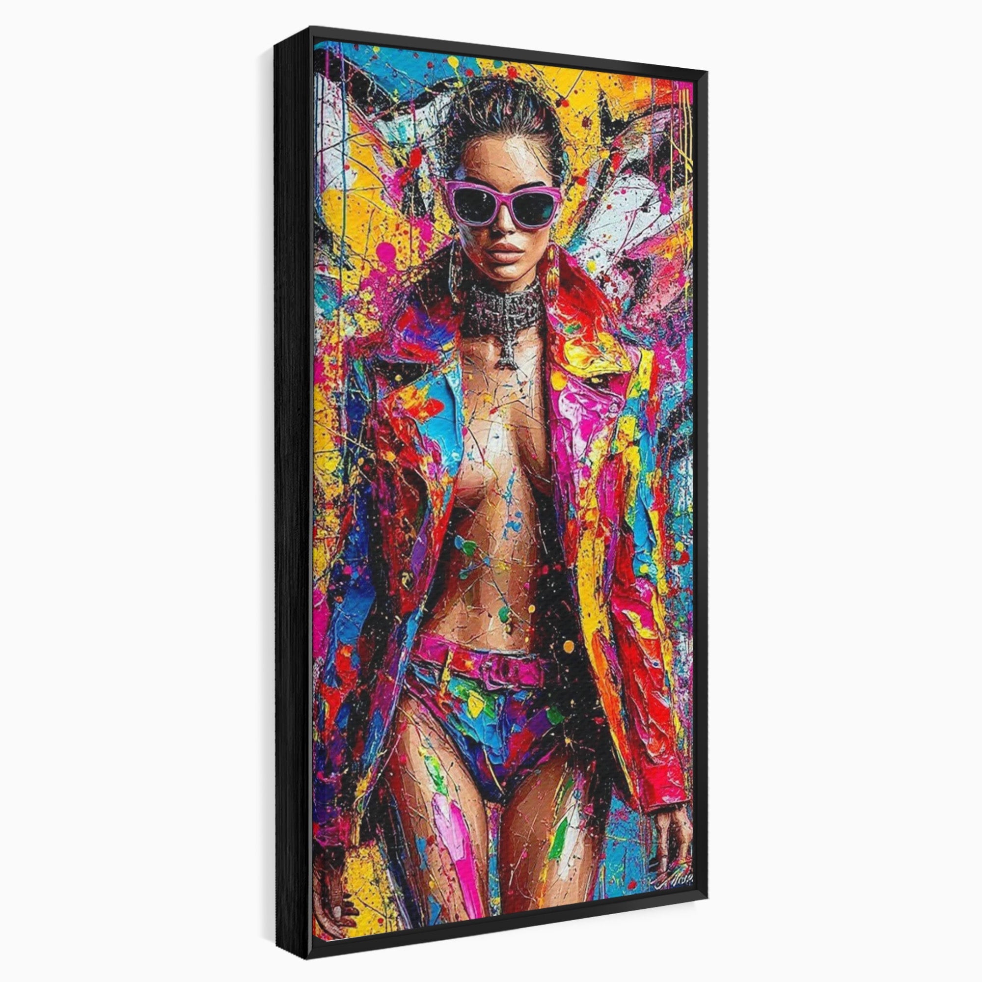 Tablou Canvas Premium LuxCanva® PI1030, Femeie Fashion Abstracta, Podium, Moda, Abstract, Arta Contemporana, Living, Culori Vibrante