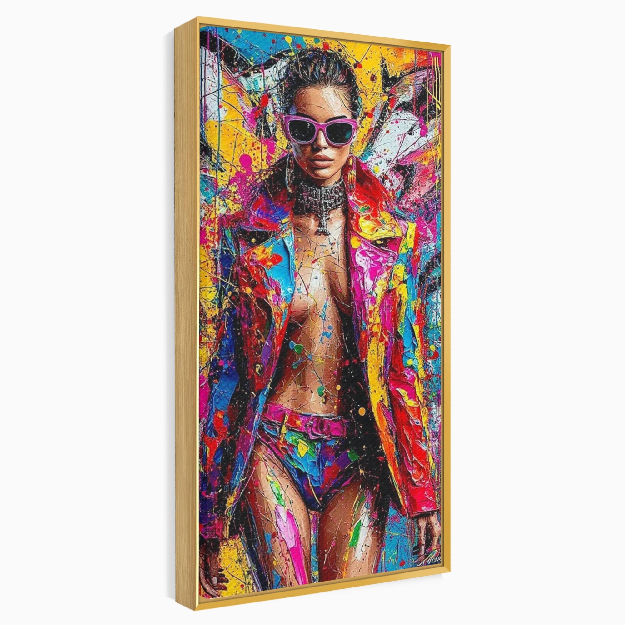 Tablou Canvas Premium LuxCanva® PI1030, Femeie Fashion Abstracta, Podium, Moda, Abstract, Arta Contemporana, Living, Culori Vibrante